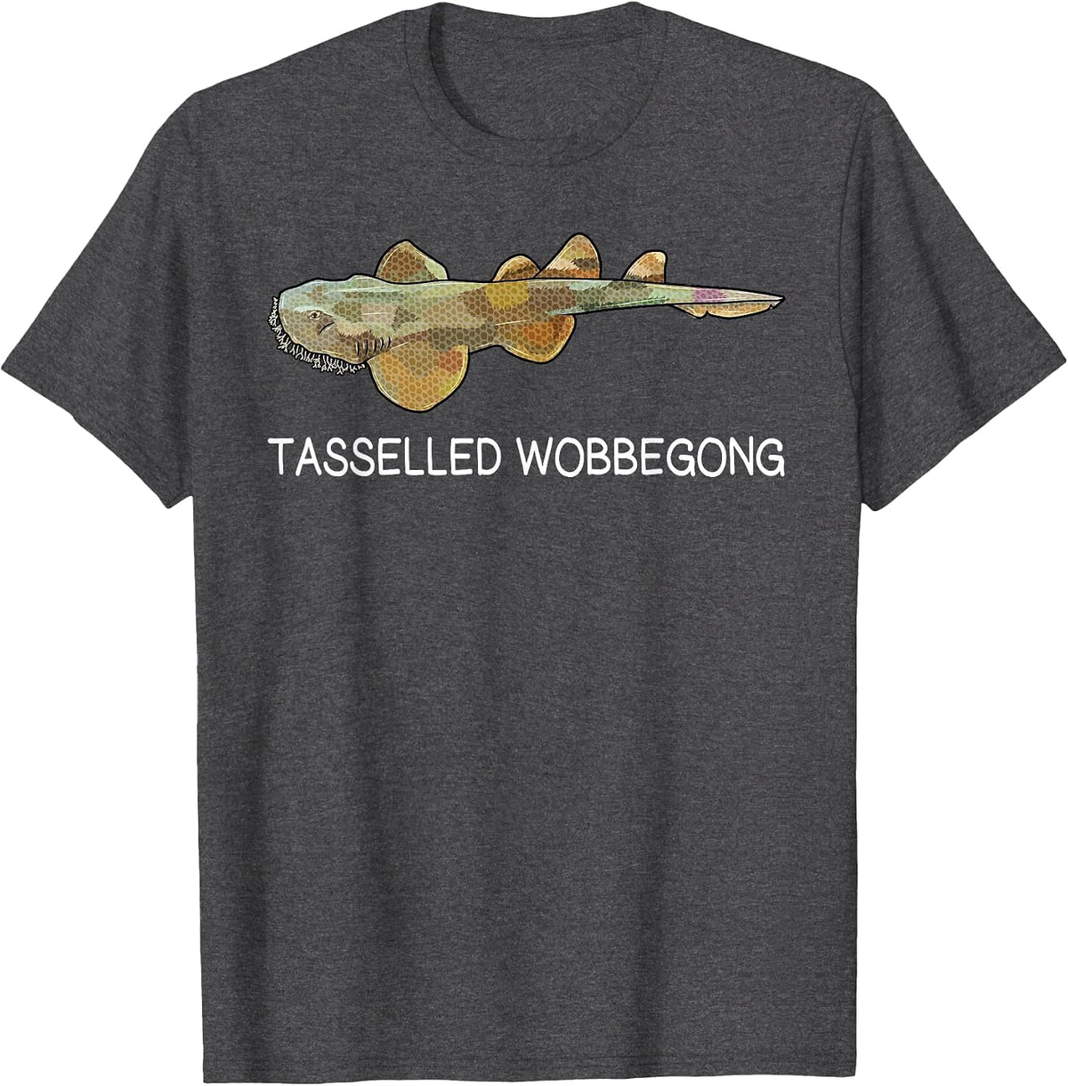 Wobbegong Shark Lover with Tassels T-Shirt - Dark Heather Grey