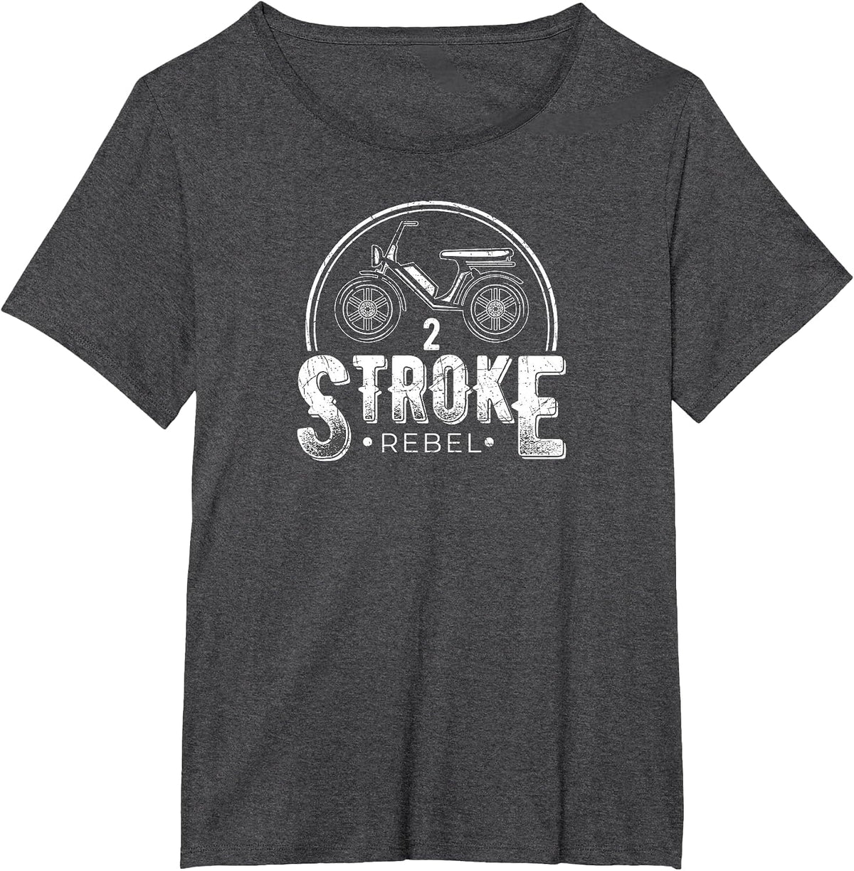 2 Stroke Rebel Funny Moped T-Shirt - Dark Heather Grey