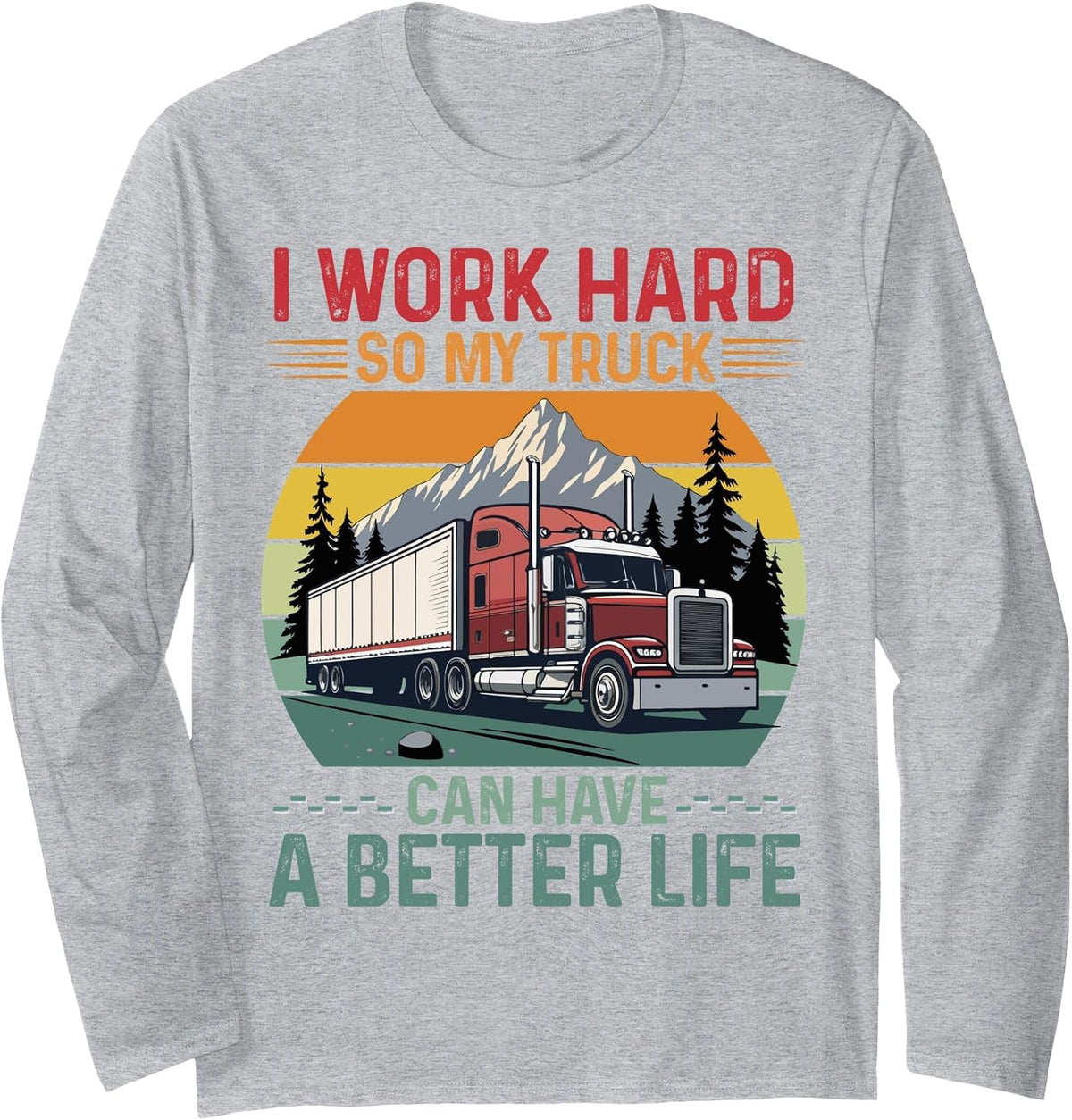 Vintage CDL Trucker Design for Men Dad Semi Truck Driver CDL Long Sleeve T-Shirt - Adult Unisex Heather Grey