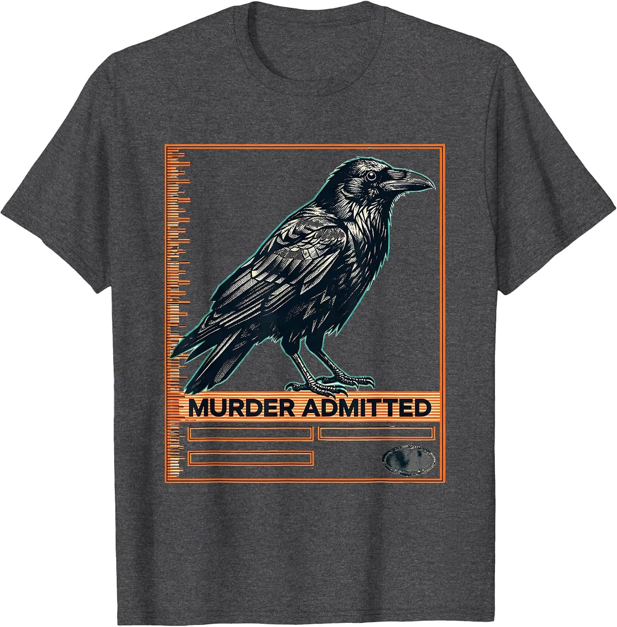 Men's Murder Admitted Gothic Raven Humor Crow Lover Literary Pun T-Shirt - Dark Heather Grey
