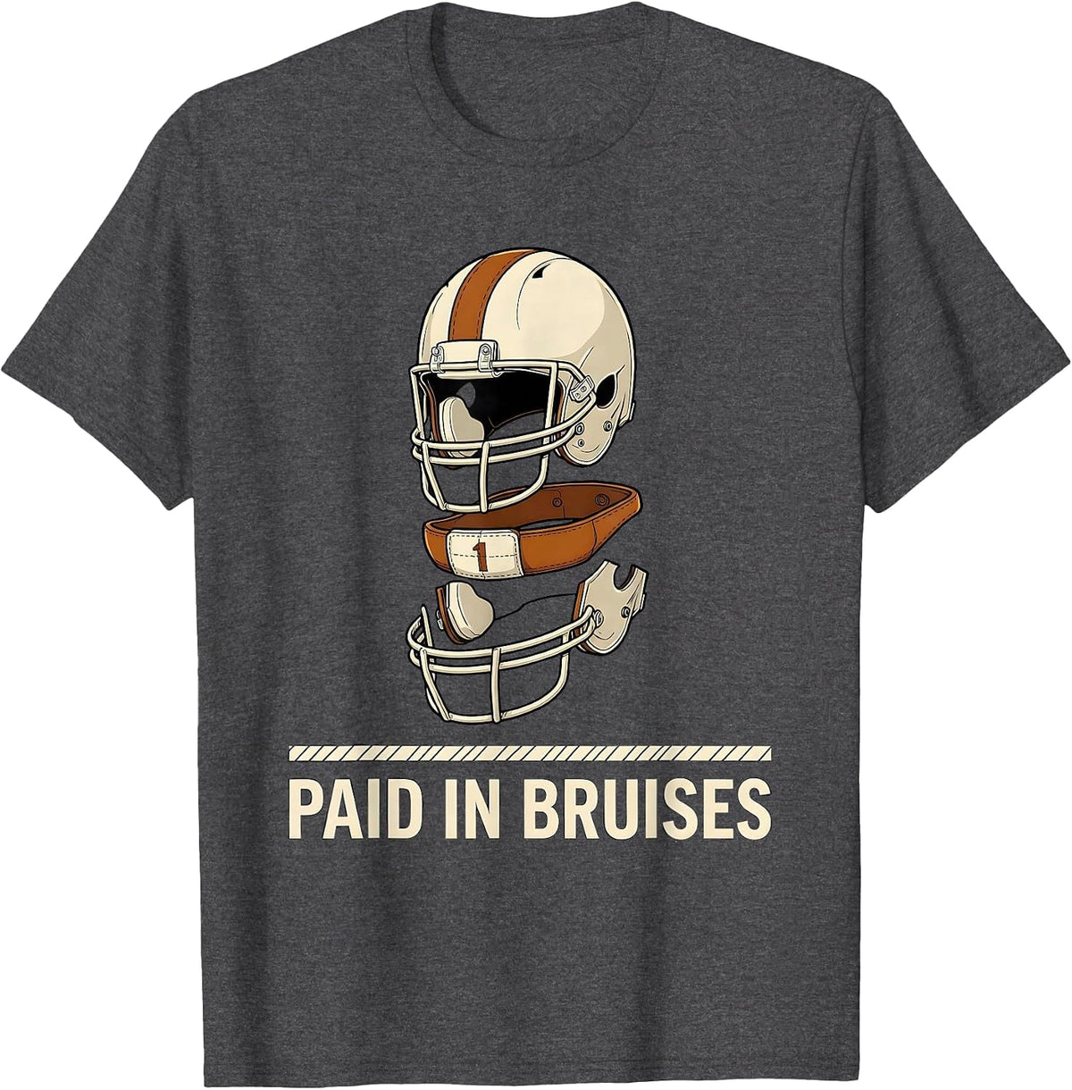 Men's Paid In Bruises Exploded View Technical Football Lineman T-Shirt - Dark Heather Grey
