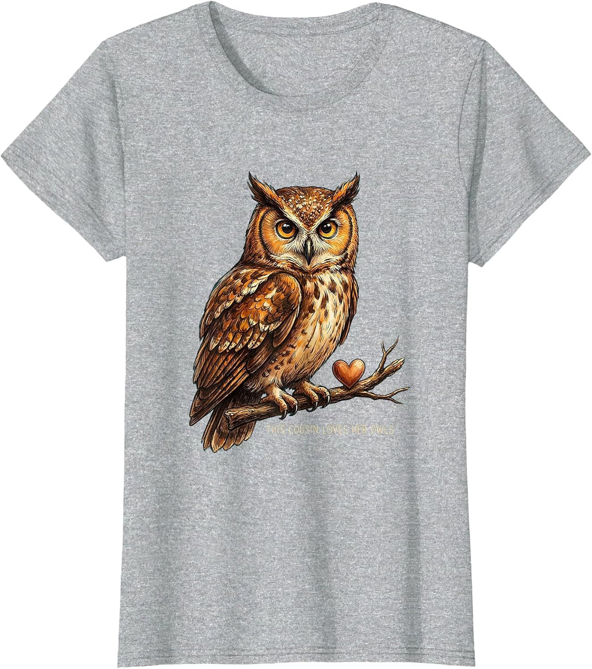 This Cousin Loves Her Owls Funny Owl Lover Fan Gift T-Shirt - Heather Grey