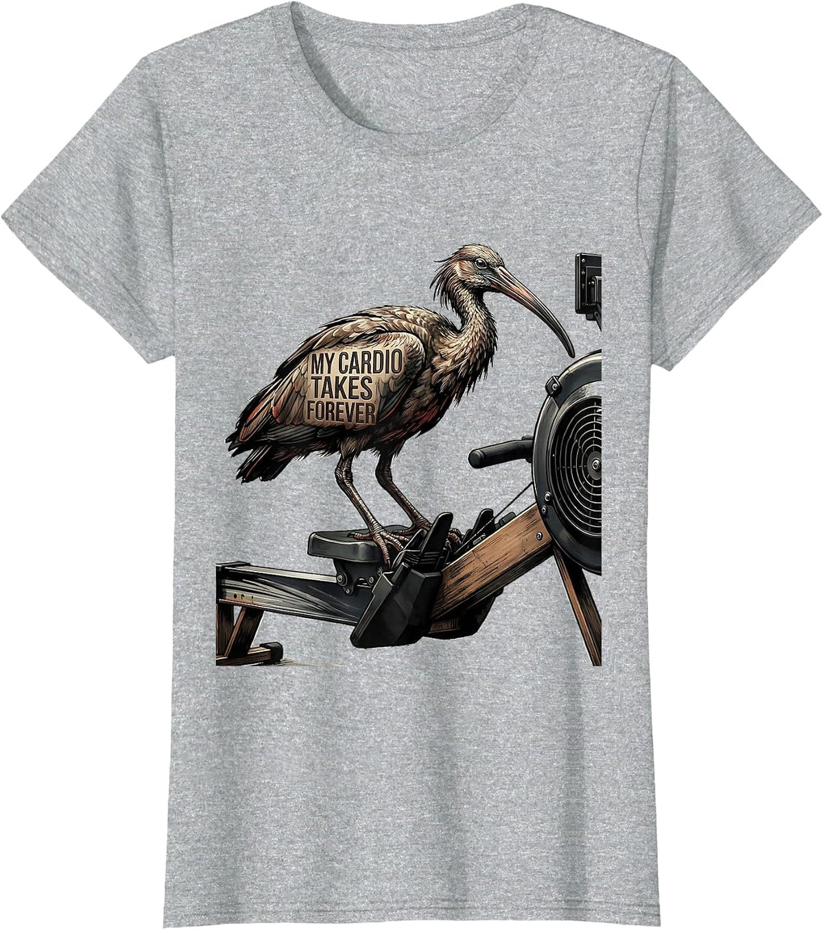 Women's My Cardio Takes Forever Funny Gym Workout Deadpan Animal T-Shirt - Heather Grey
