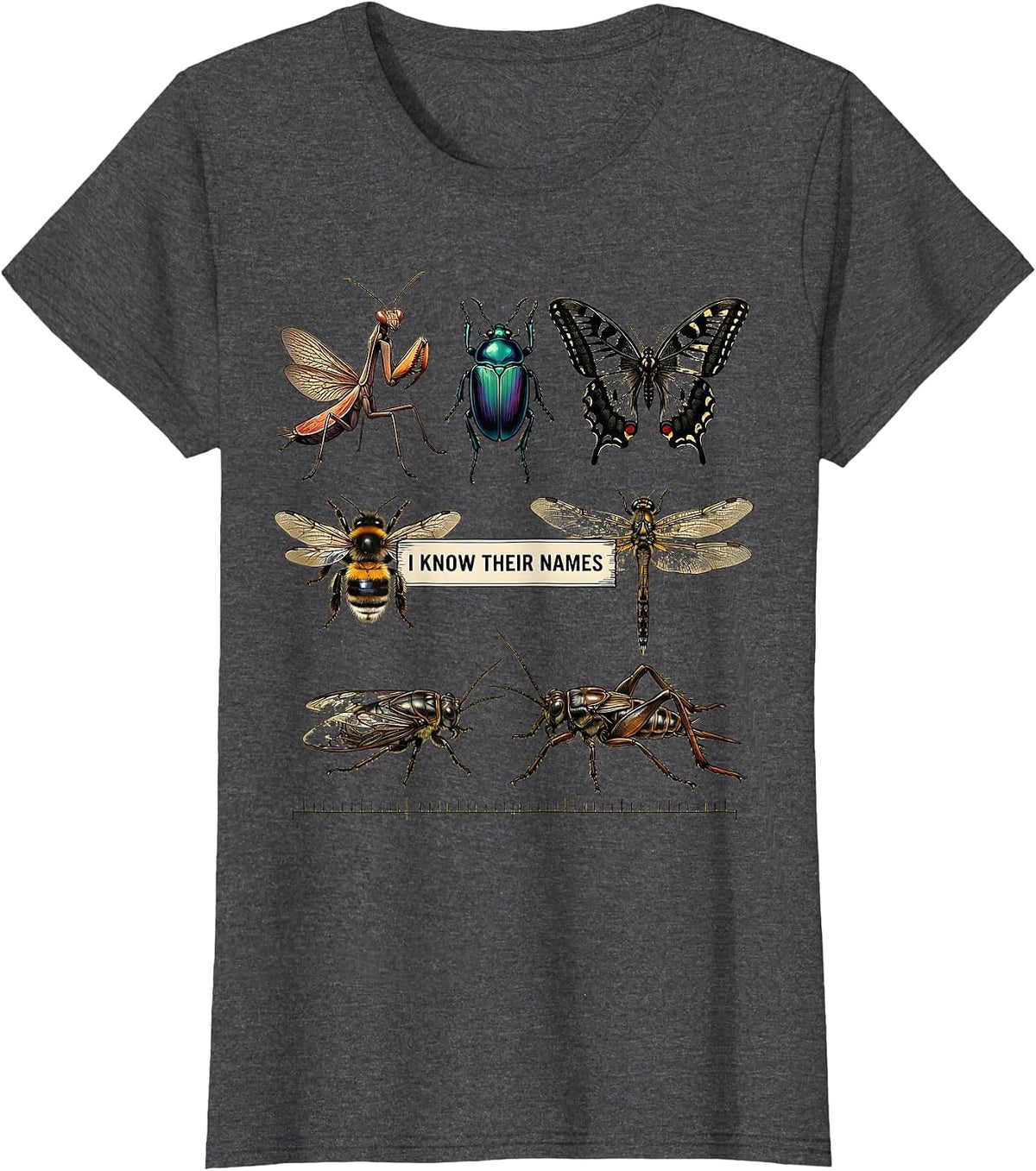 Women's I Know Their Names Entomology Bug Collector Insect Lover T-Shirt - Dark Heather Grey