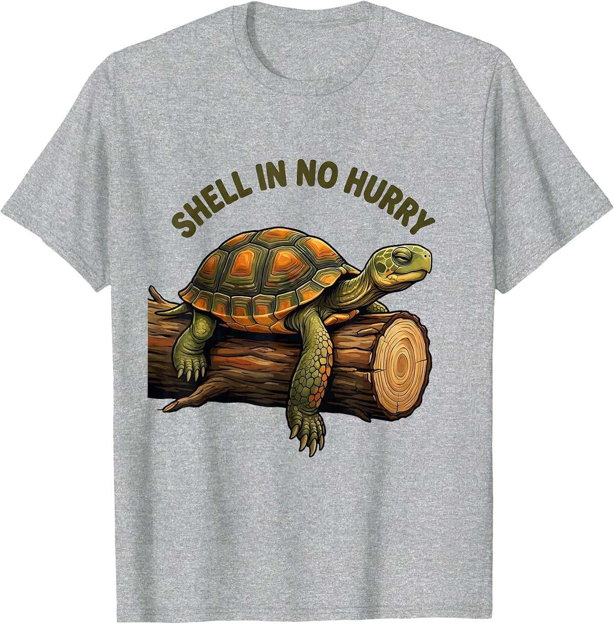 Men's Shell In No Hurry Funny Turtle Lover Reptile Enthusiast Gift T-Shirt - Heather Grey