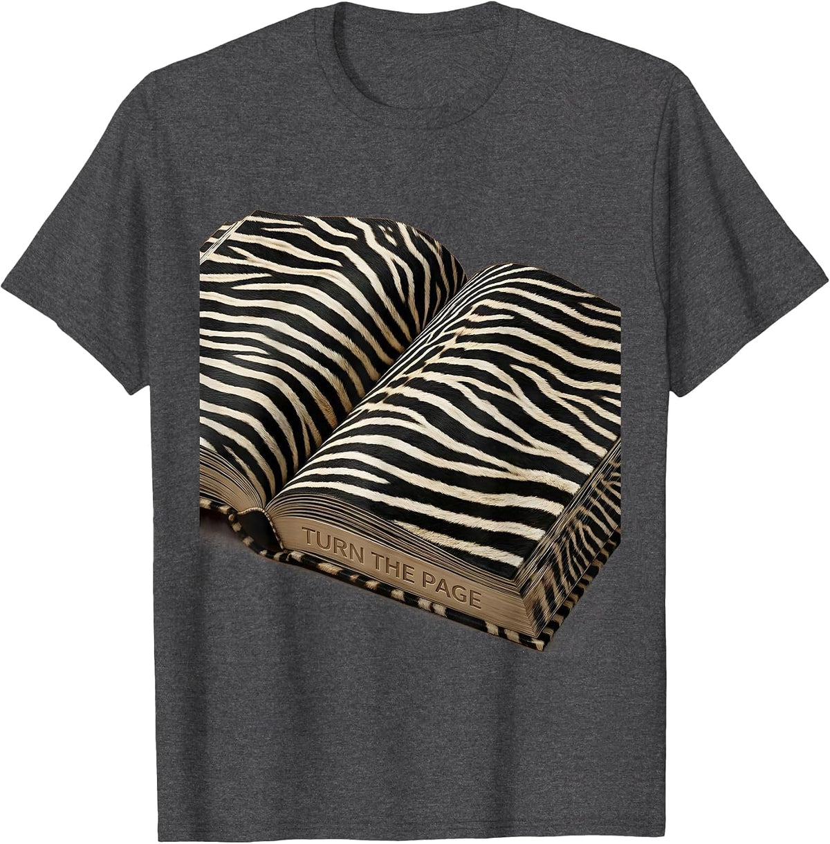 Turn the Page Book Lover Reading Design T-Shirt - Dark Heather Grey