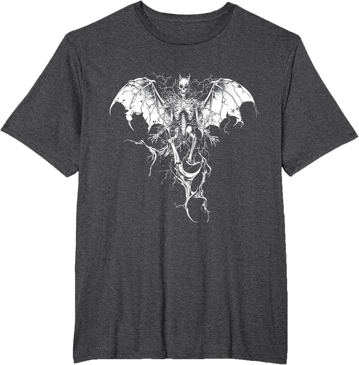 Dark and Bold Skull Music Design for Rock and Goth Fans T-Shirt - Dark Heather Grey