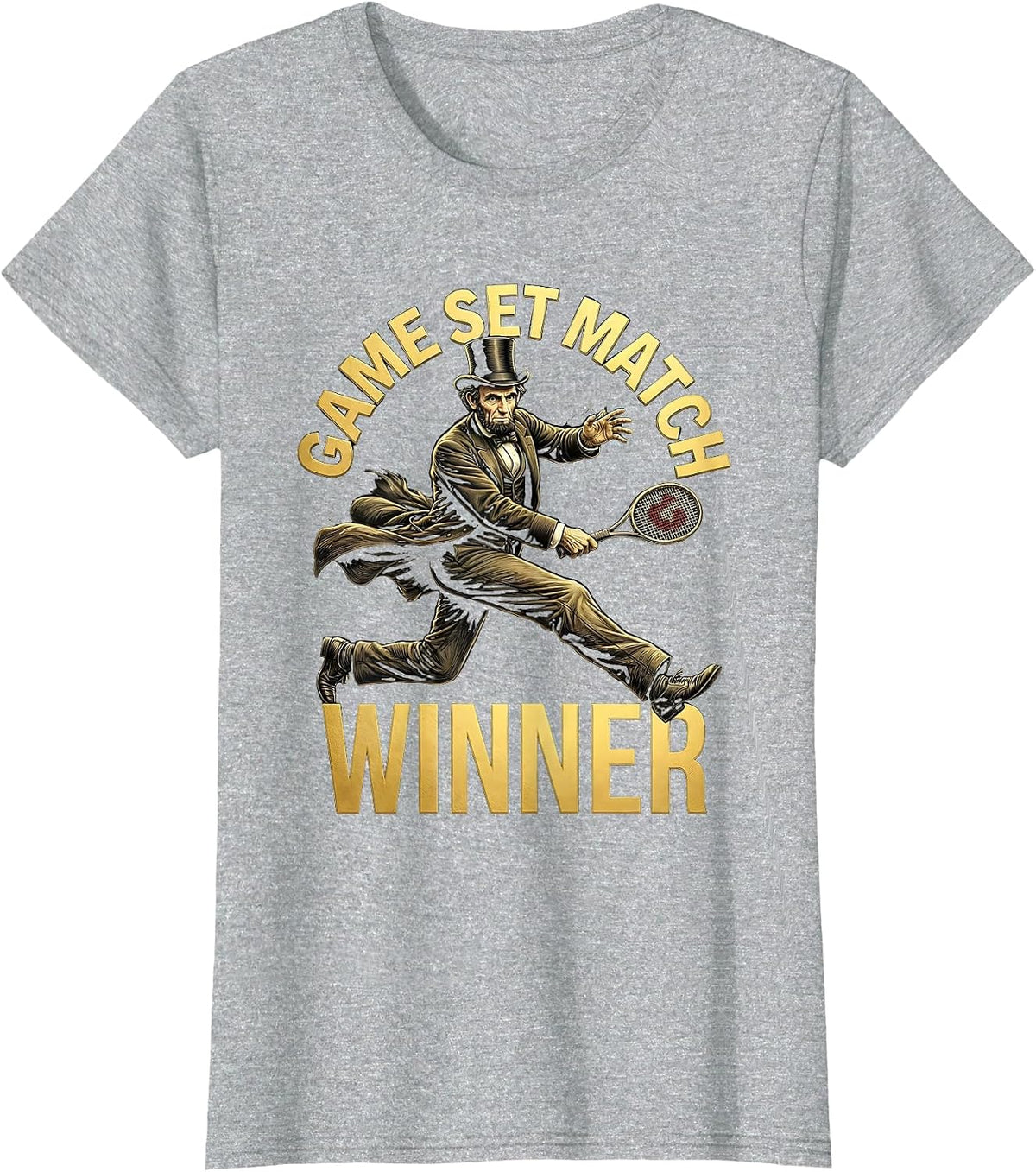 Game Set Match Winner Tennis Design T-Shirt - Heather Grey