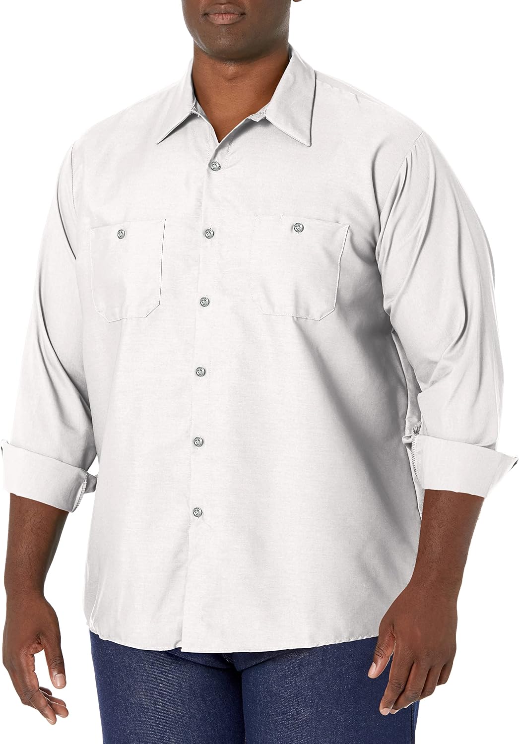 Red Kap Men's Long Sleeve Industrial Work Shirt | Moisture Wicking Button Up, Wrinkle Resistance Fights Fading & Stains -