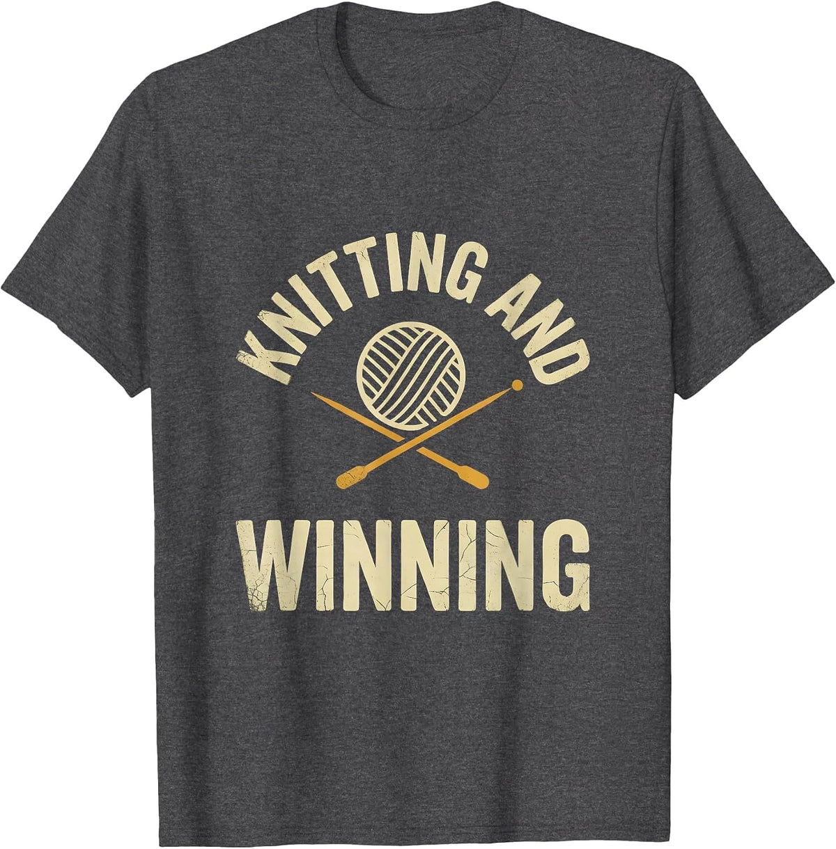 Knitting And Winning Grandma Design T-Shirt - Dark Heather Grey