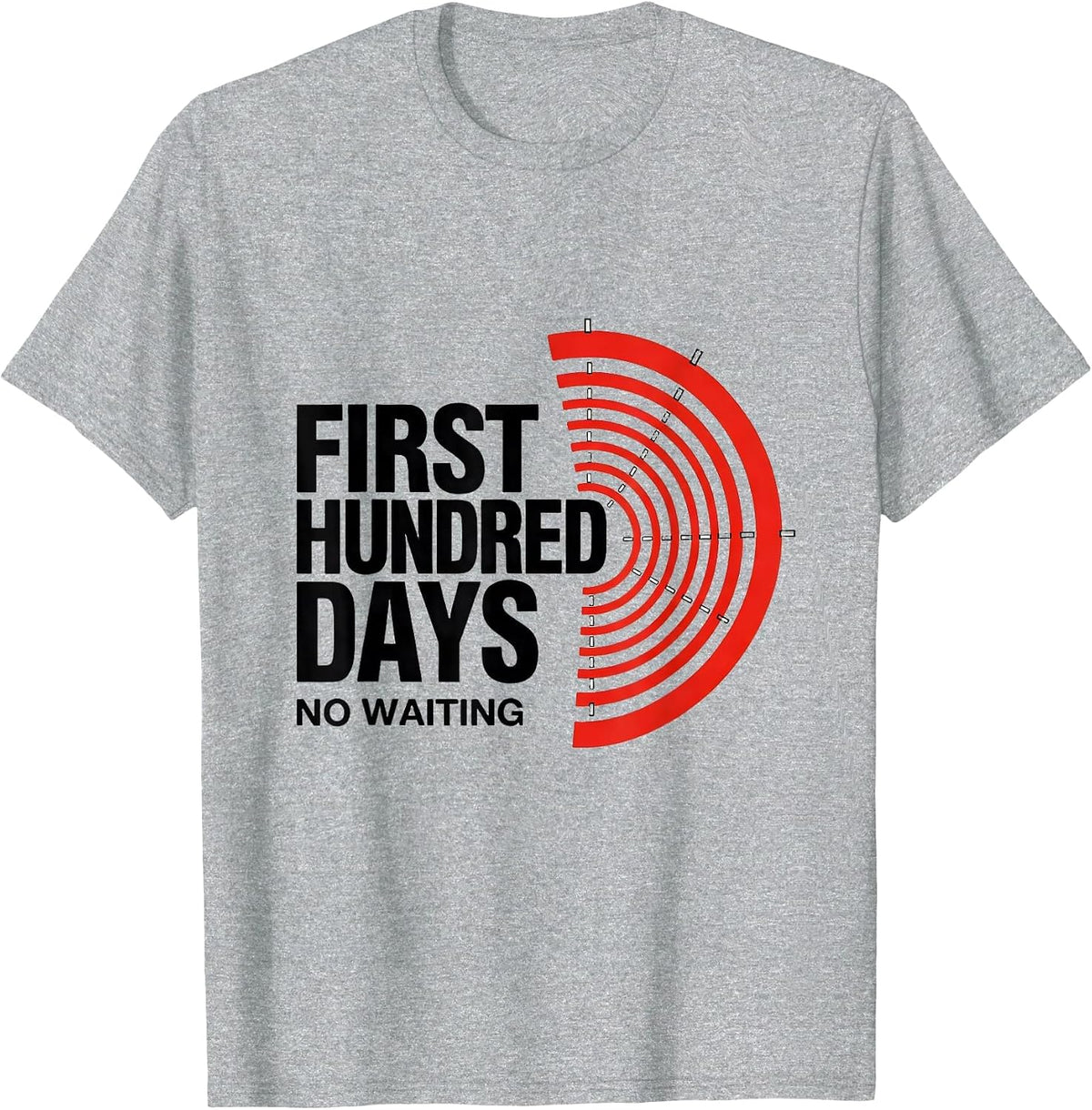 Men's First Hundred Days No Waiting Geometric History Buff Humor T-Shirt - Heather Grey