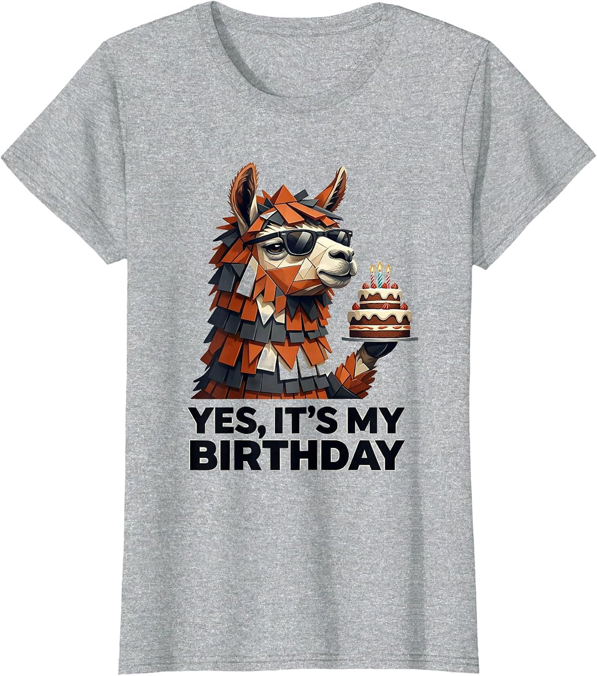 Yes Its My Birthday Llama Pinata Boy Girl Party Humor T-Shirt - Heather Grey