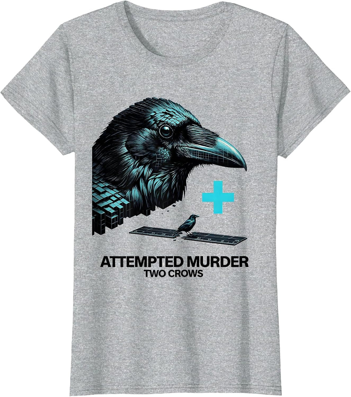Women's Attempted Murder Two Crows Dark Humor Crow Lover Gift T-Shirt - Heather Grey