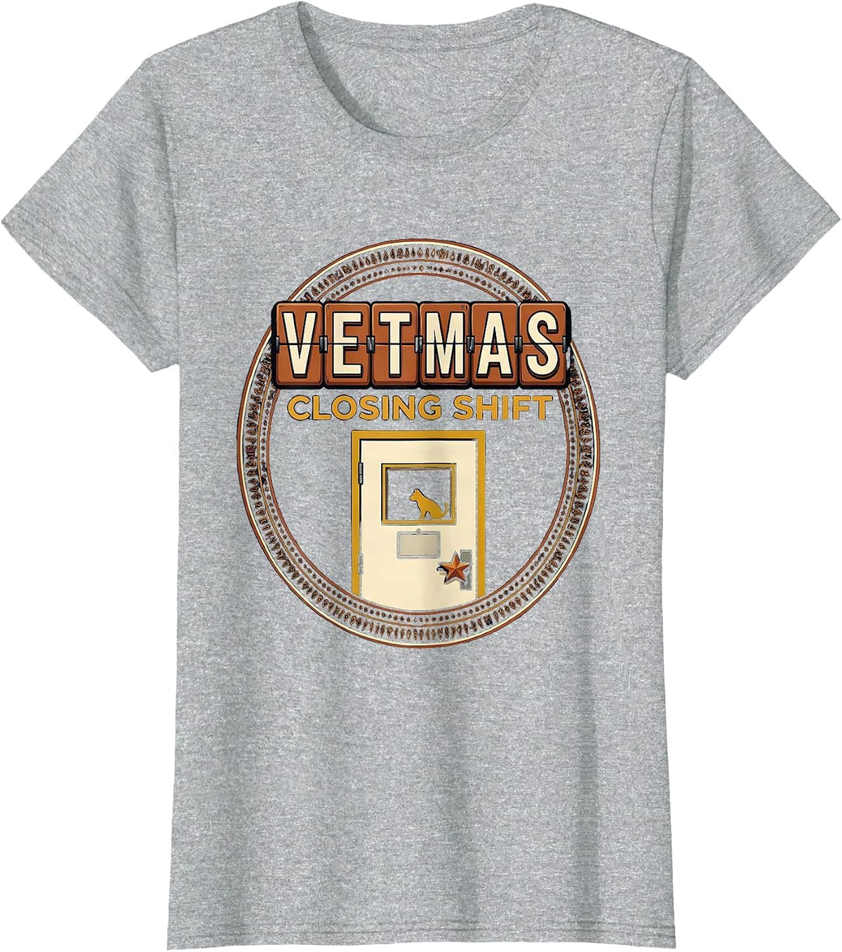 Vetmas Closing Shift Funny Vet Tech Christmas Veterinary T-Shirt - Heather Grey