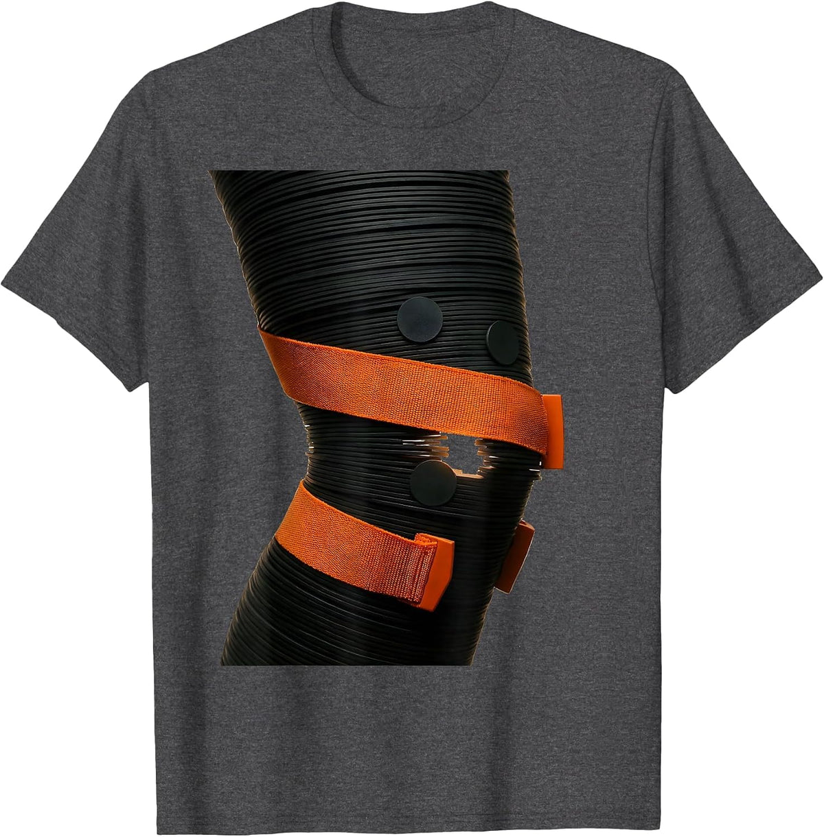 Rehab Strap Knee Joint Humor Physical Therapist Wellness T-Shirt - Dark Heather Grey