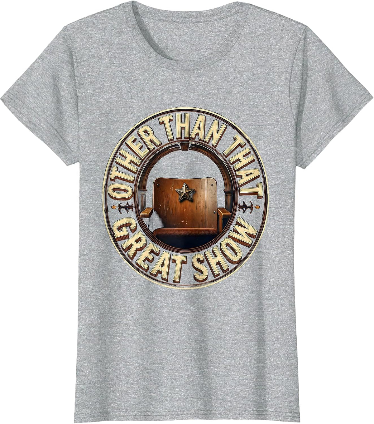 Women's Wooden Theatre Seat Deadpan Humor History Lover T-Shirt - Heather Grey