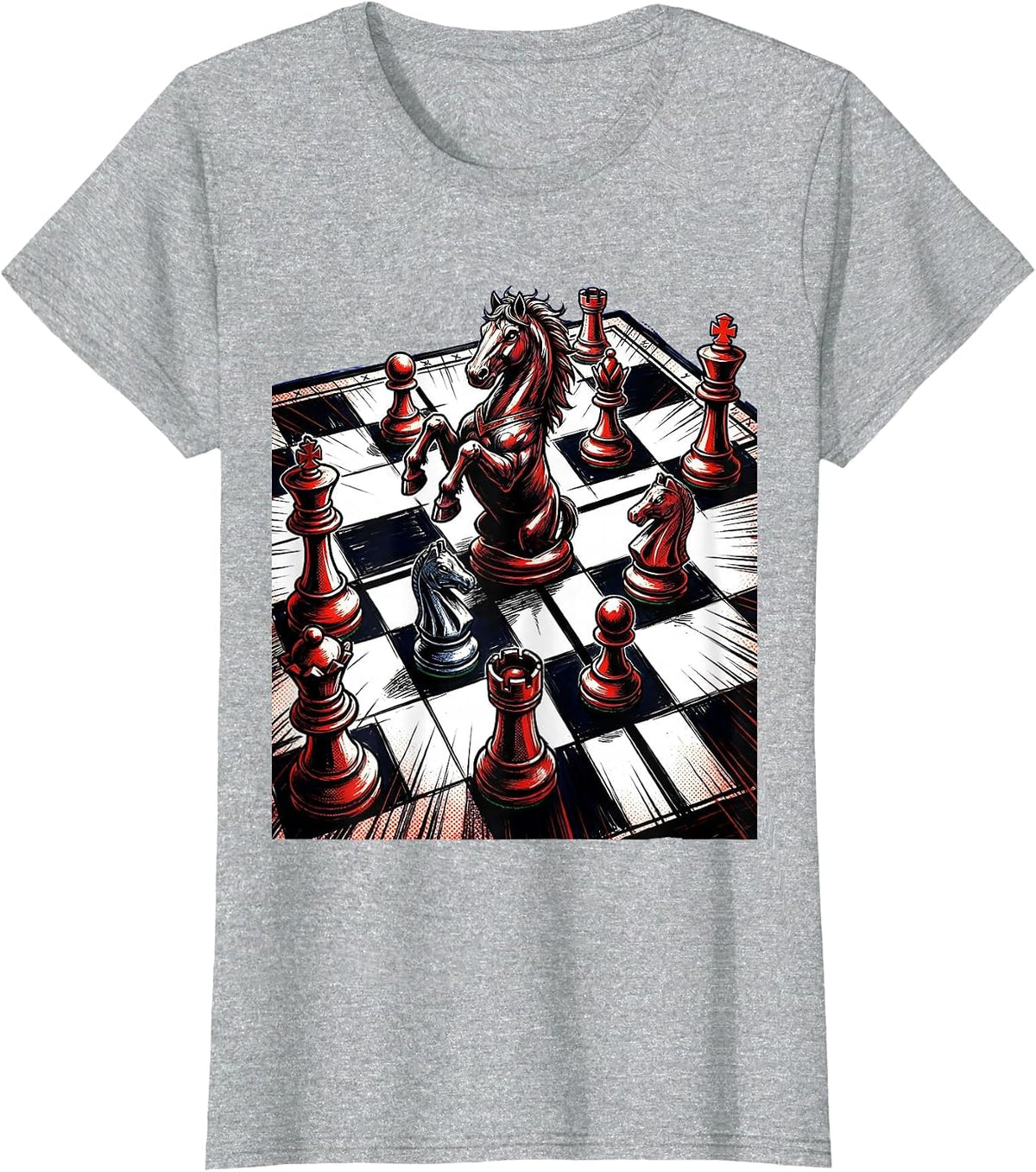 Math Teacher Chess Coordinate Grid Graphic T-Shirt - Heather Grey