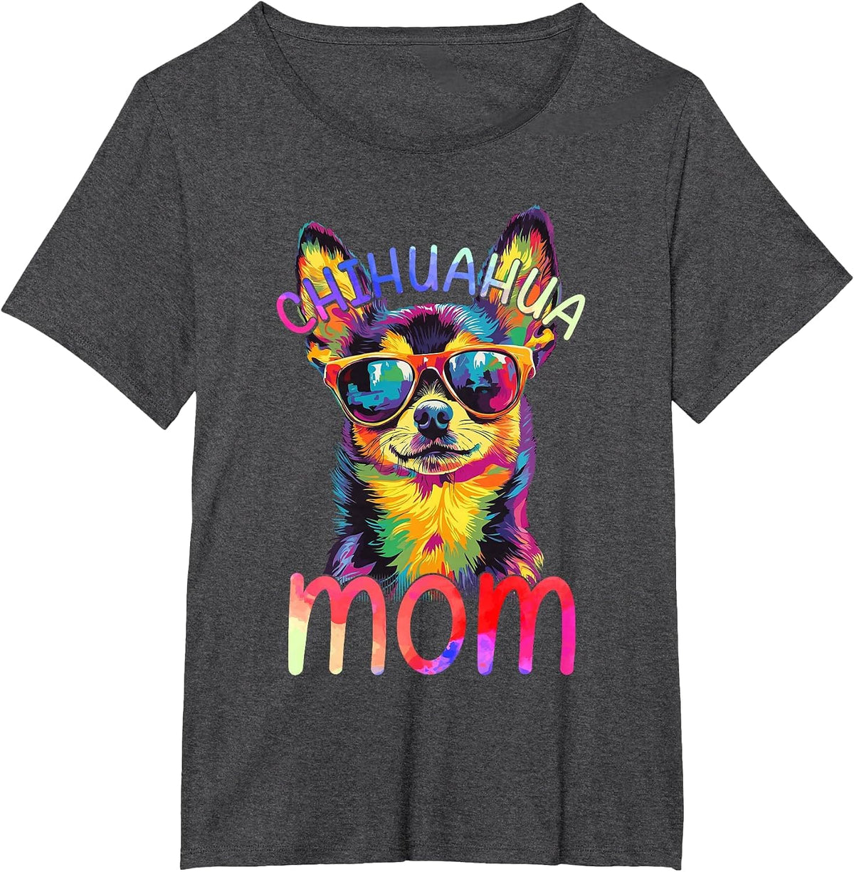 Chihuahua Lovers Colorful Pop Art Womens Chihuahua Mom T-Shirt - Dark Heather Grey