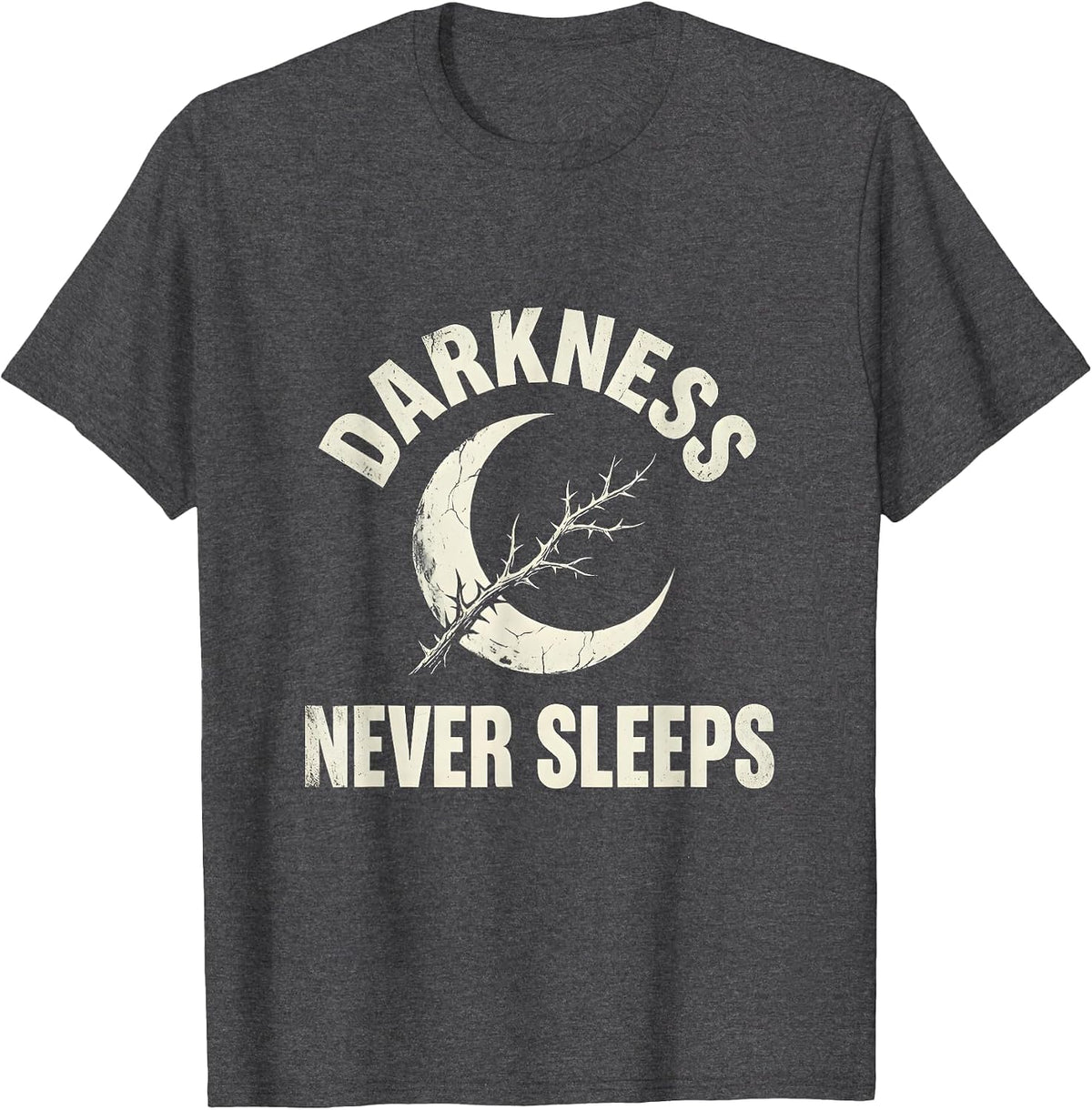 Darkness Never Sleeps Gothic Men's Design T-Shirt - Dark Heather Grey