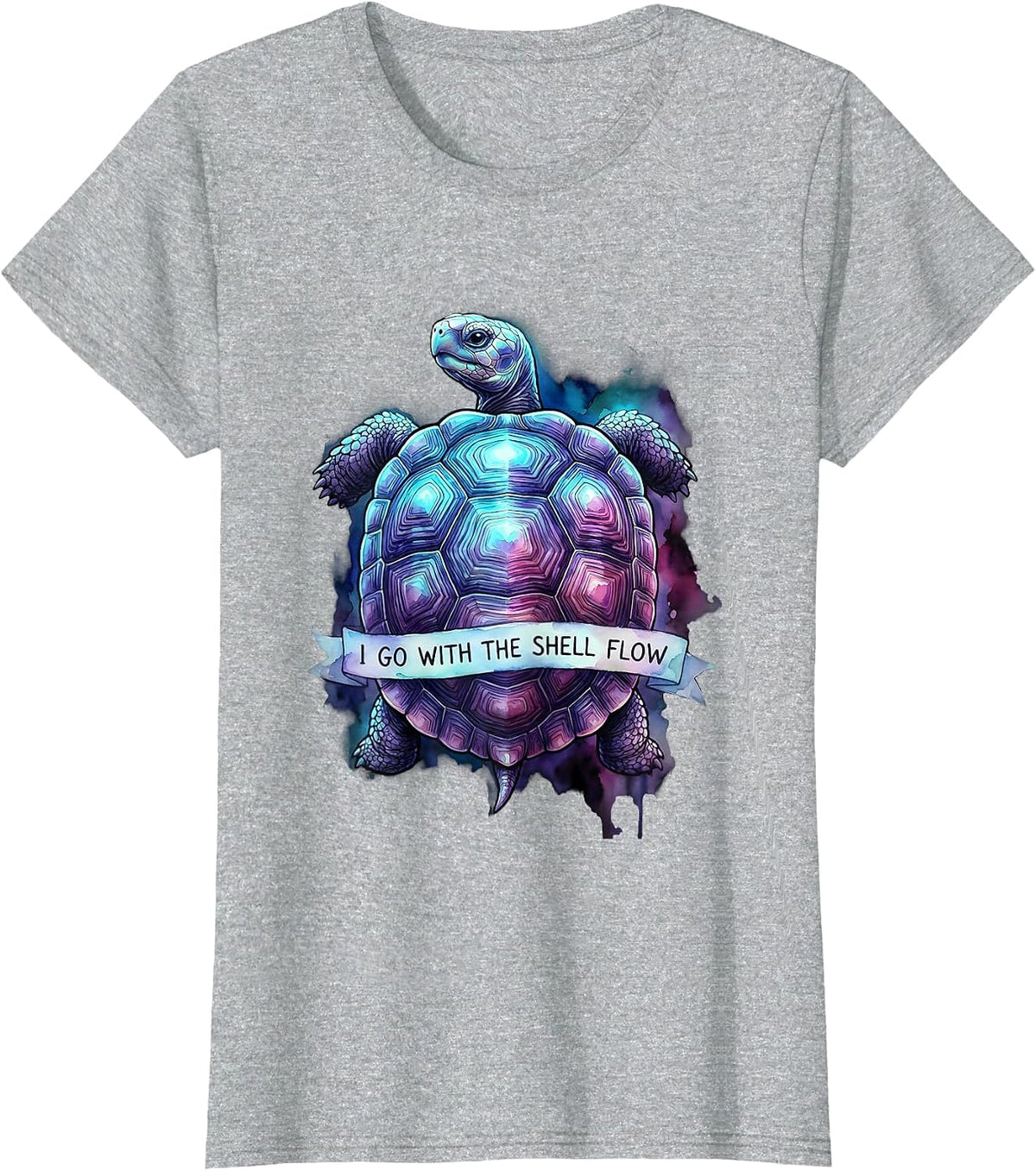 I Go With The Shell Flow Funny Turtle Lover Pet Enthusiast T-Shirt - Heather Grey
