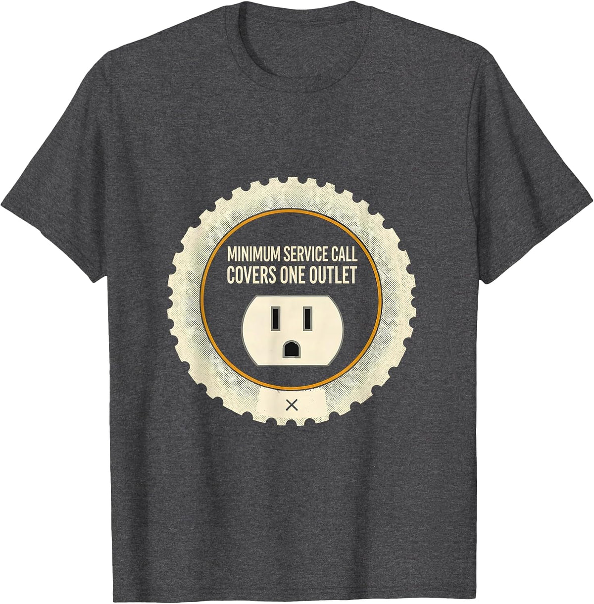 Men's Minimum Service Call Covers One Outlet Funny Electrician T-Shirt - Dark Heather Grey