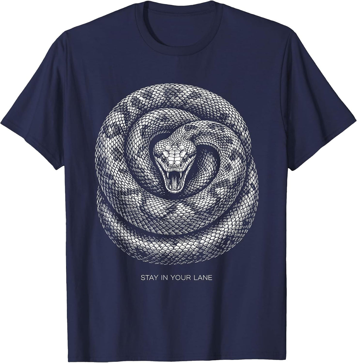 Stay In Your Lane Bold Attitude Graphic Design T-Shirt - Navy Blue