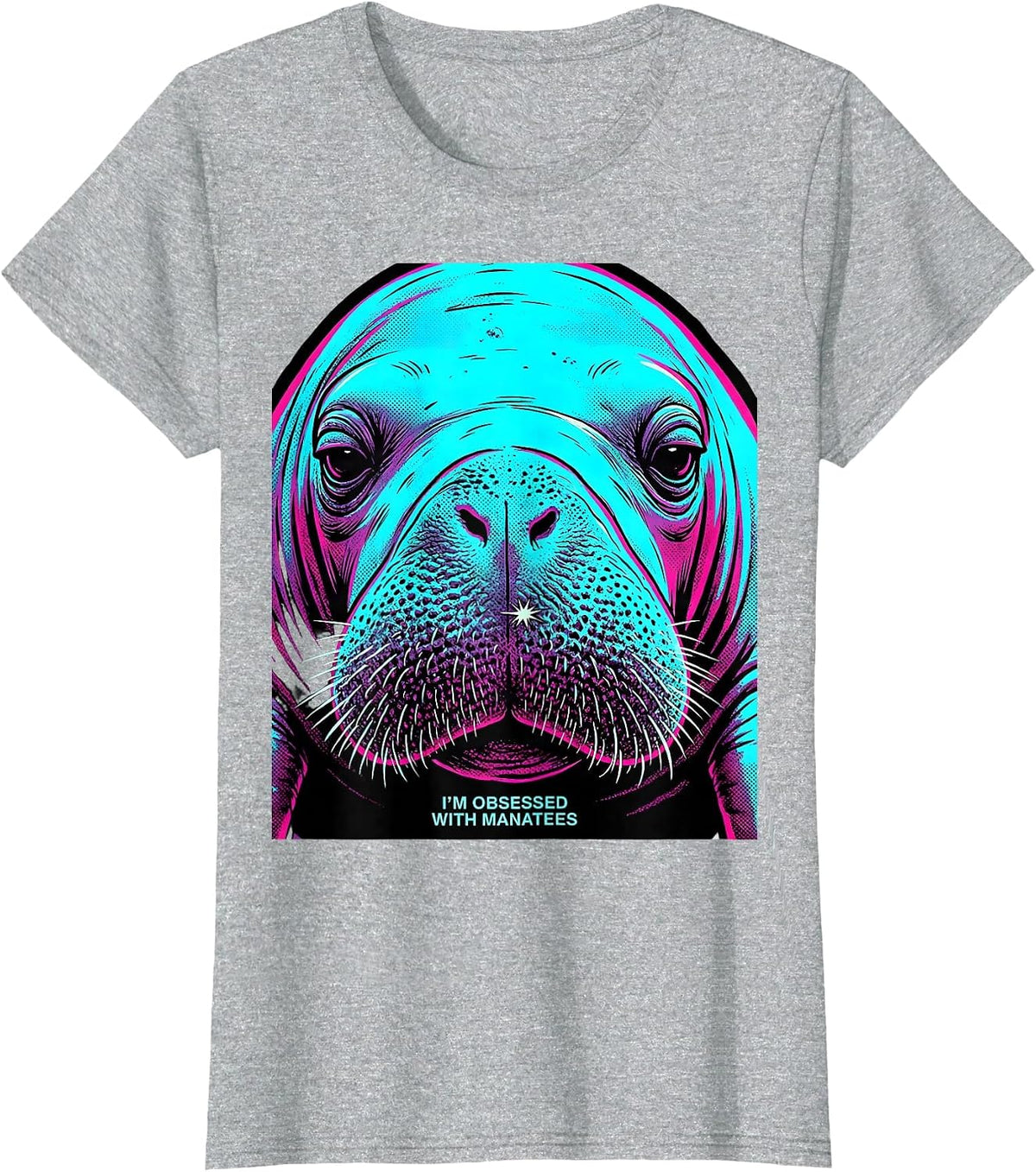 I'm Obsessed With Manatees Pop Art Manatee Lover Crystal T-Shirt - Heather Grey