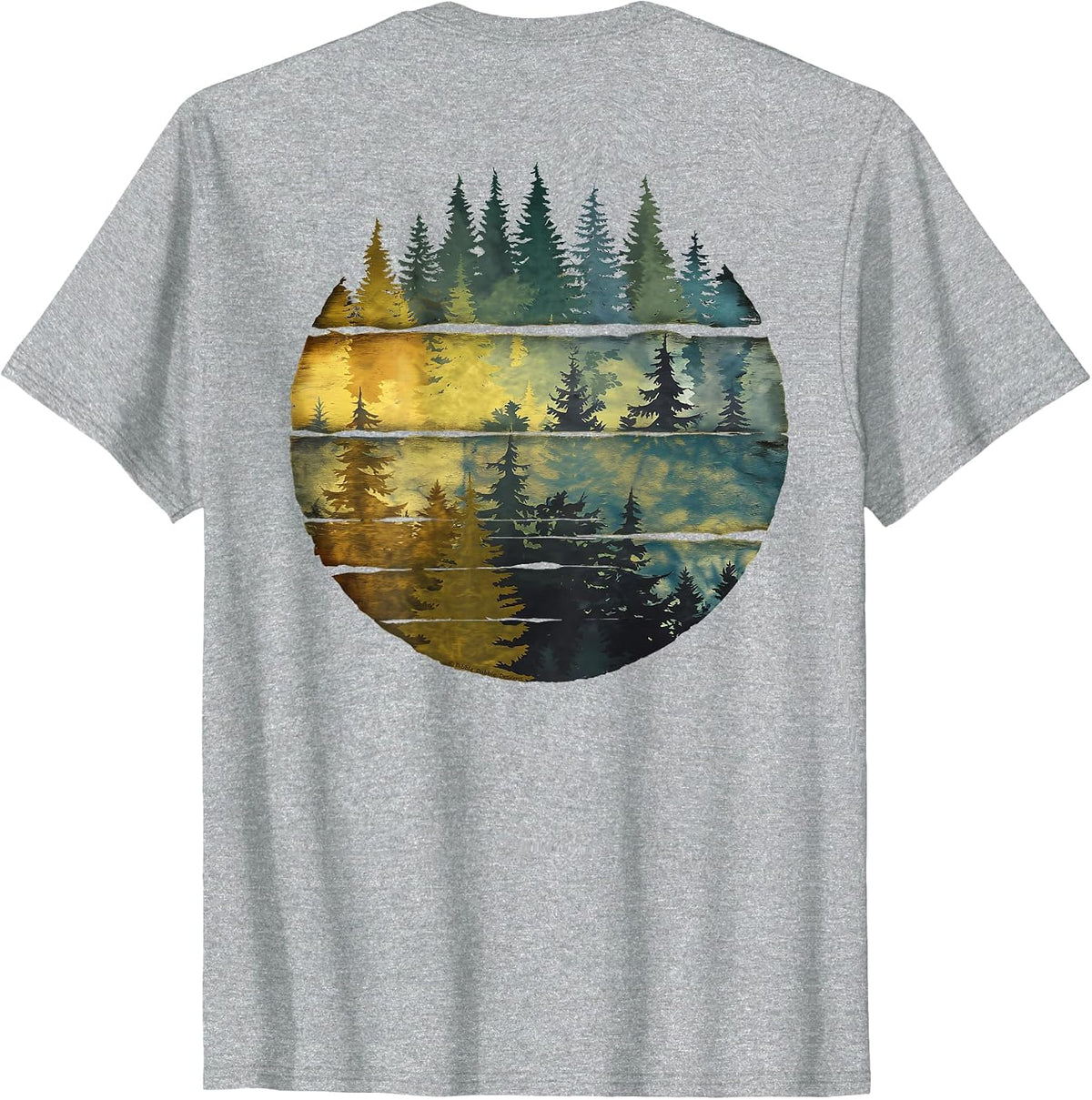 On Back Trees Mountains Adventure Wildlife Watercolor Forest T-Shirt - Heather Grey