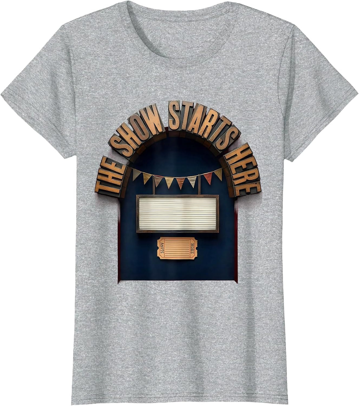 Women's The Show Starts Here Funny Circus Party Costume Carnival T-Shirt - Heather Grey