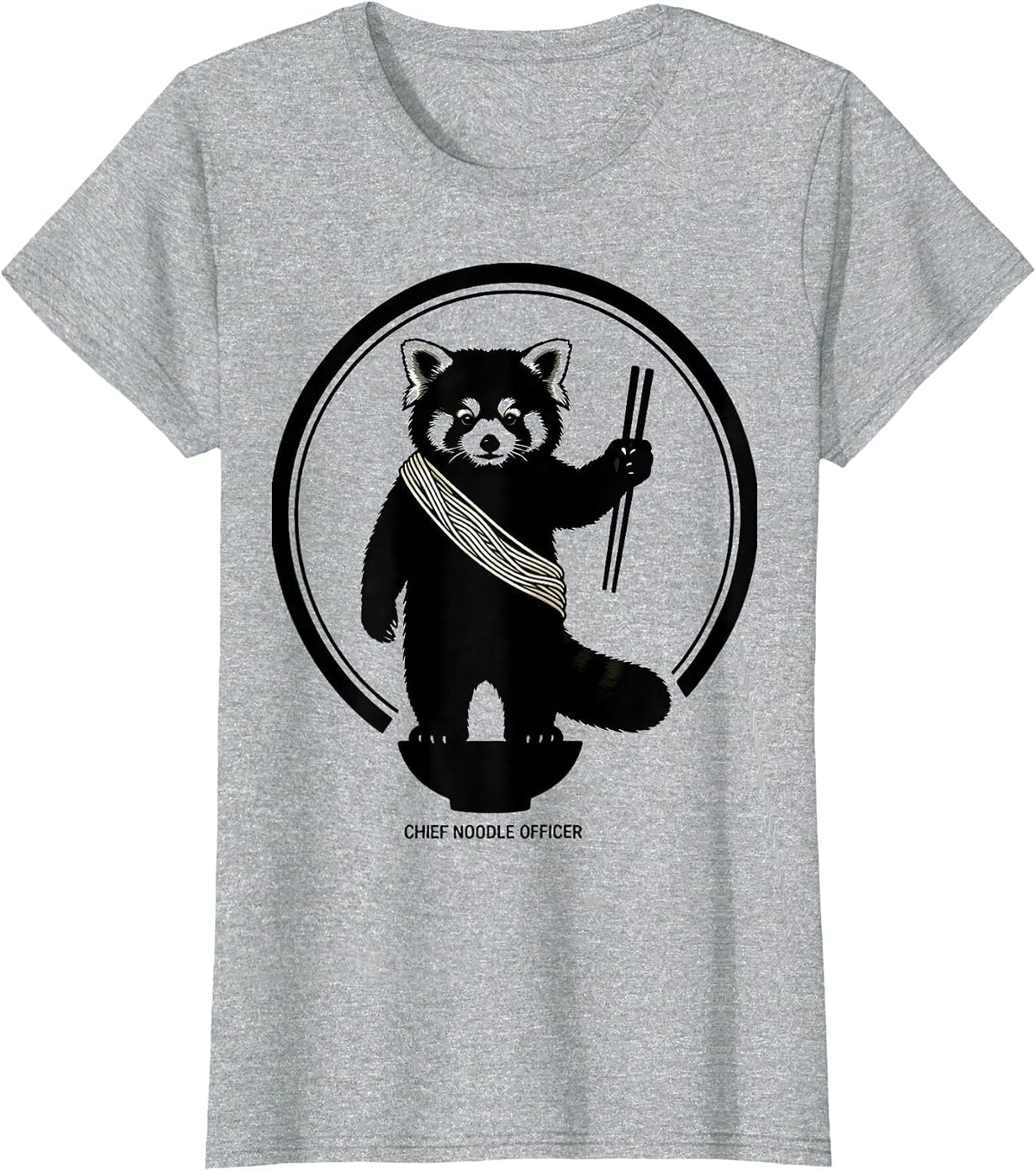 Women's Chief Noodle Officer Cute Red Panda Kawaii Anime Food Lover T-Shirt - Heather Grey