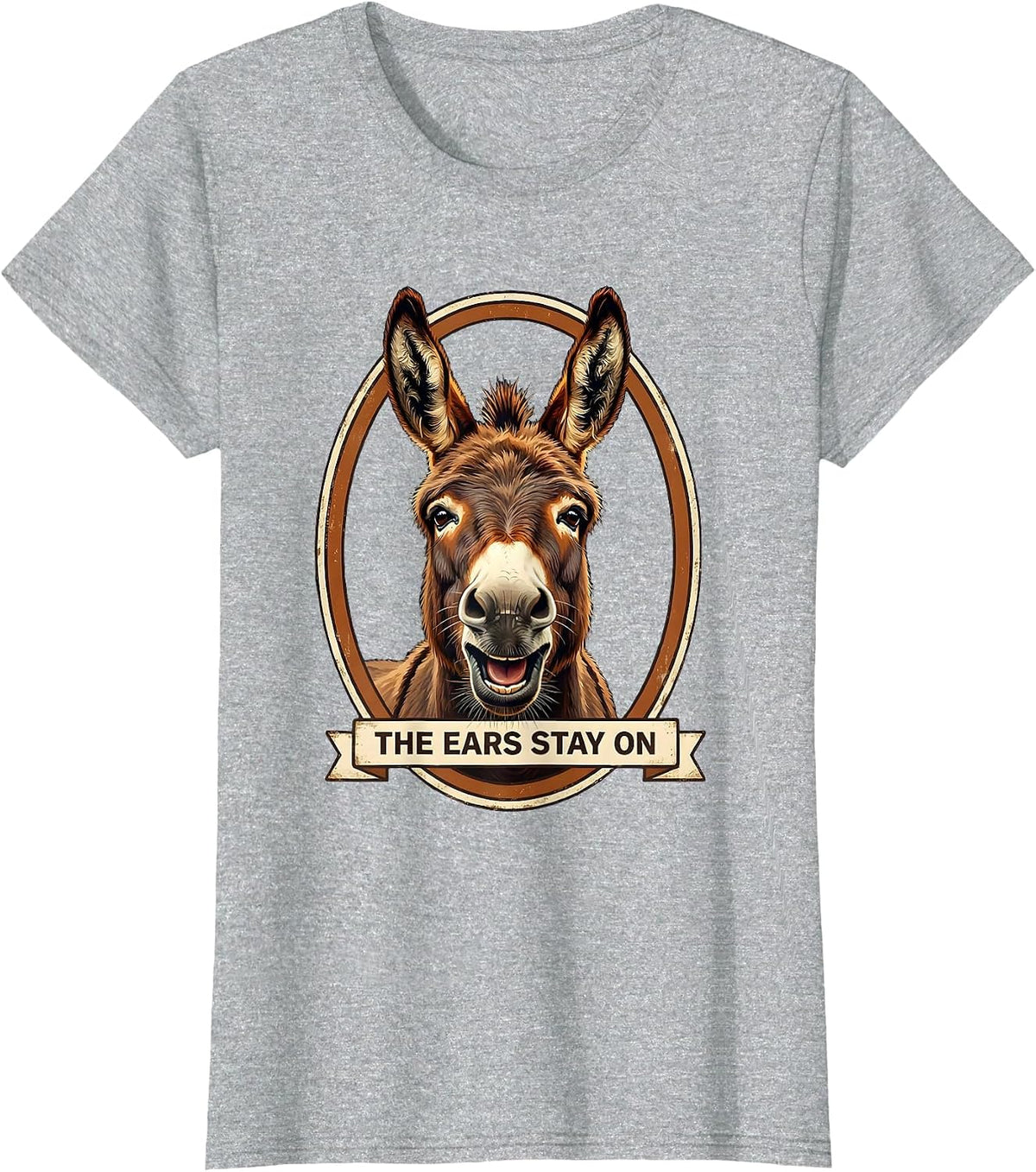 Women's The Ears Stay On Funny Donkey Costume Halloween Party Humor T-Shirt - Heather Grey