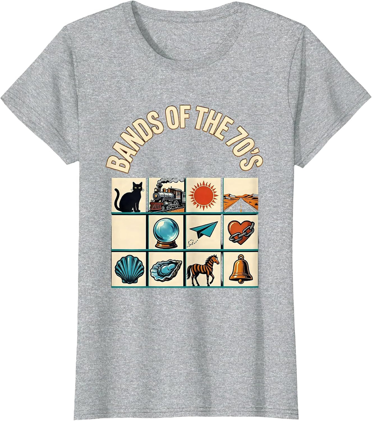 Bands Of The 70's Retro Vintage Classic Rock Music Trivia T-Shirt - Heather Grey