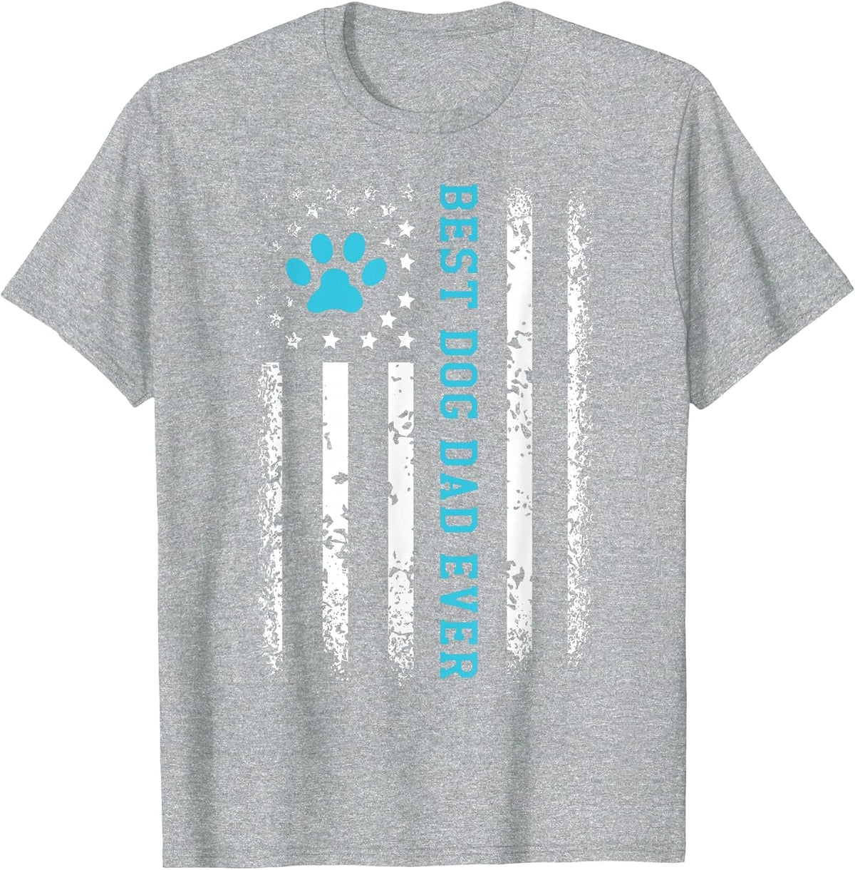 USA Flag Best Dog Dad Ever American Puppy Lover Paw T-Shirt - Heather Grey