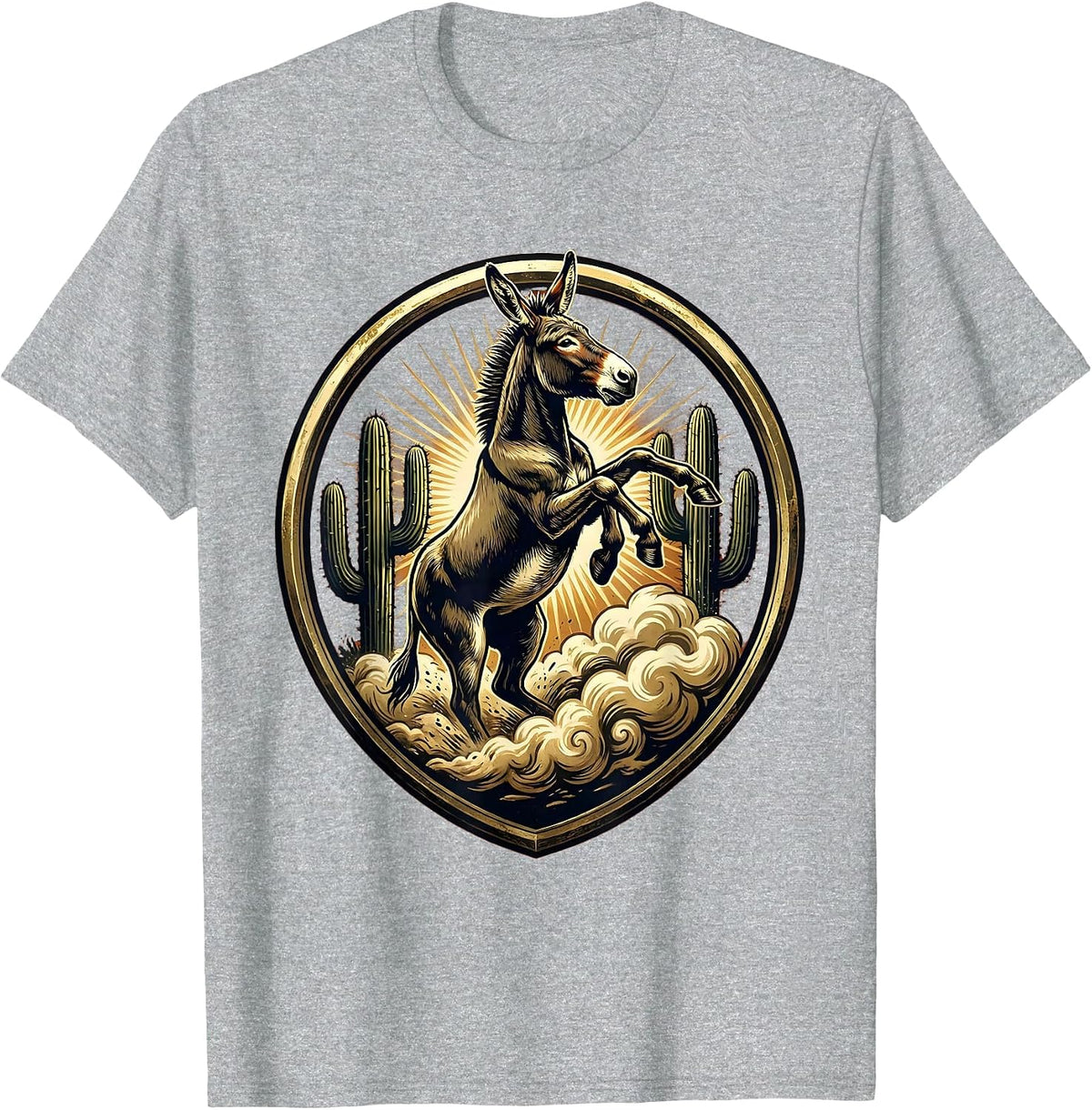 Men's Wild Donkey Kicking Up Desert Dust Graphic T-Shirt - Heather Grey