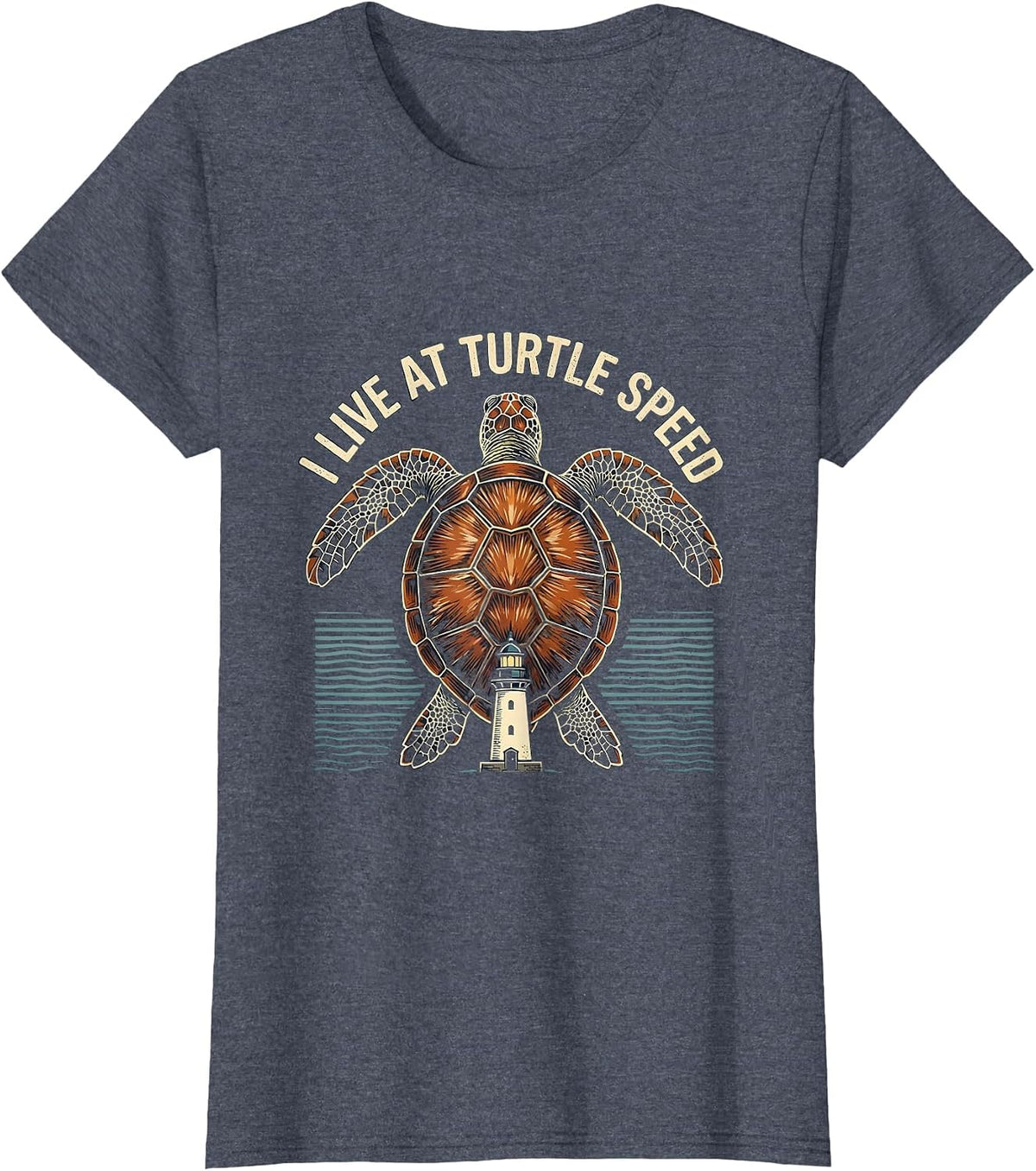 Women's I Live At Turtle Speed Vintage Sea Turtle Lover Humor T-Shirt - Heather Blue