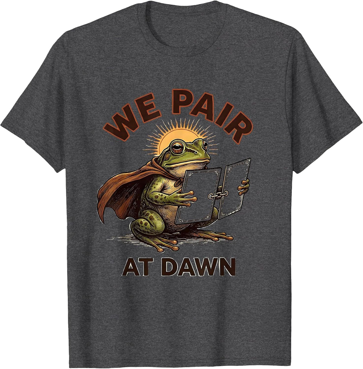 We Pair At Dawn Funny Frog Teacher Occupational Therapist T-Shirt - Dark Heather Grey