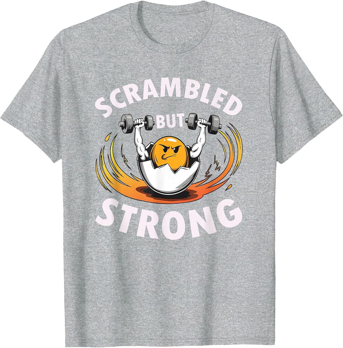 Scrambled But Strong Funny Egg Gym Workout Fitness T-Shirt - Heather Grey