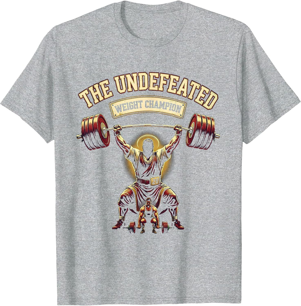 Men's The Undefeated Weight Champion Christian Gym Faith Workout T-Shirt - Heather Grey