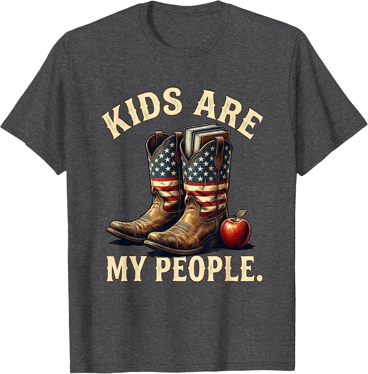 Kids Are My People Elementary Teacher Design T-Shirt - Dark Heather Grey