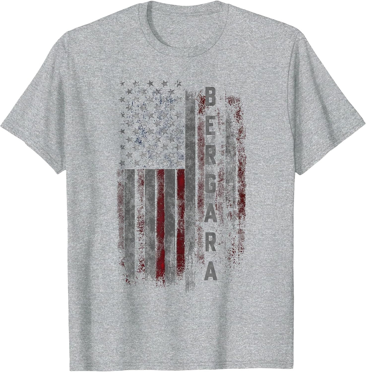 Bergara Family American Flag T-Shirt - Heather Grey
