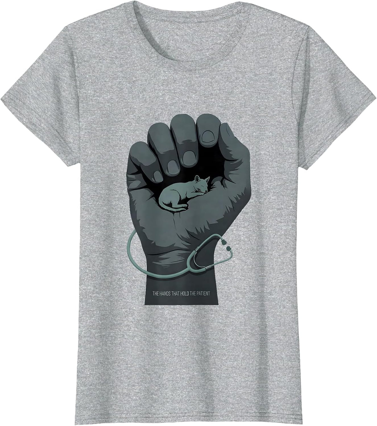 The Hands That Hold The Patient Funny Vet Tech Veterinary T-Shirt - Heather Grey