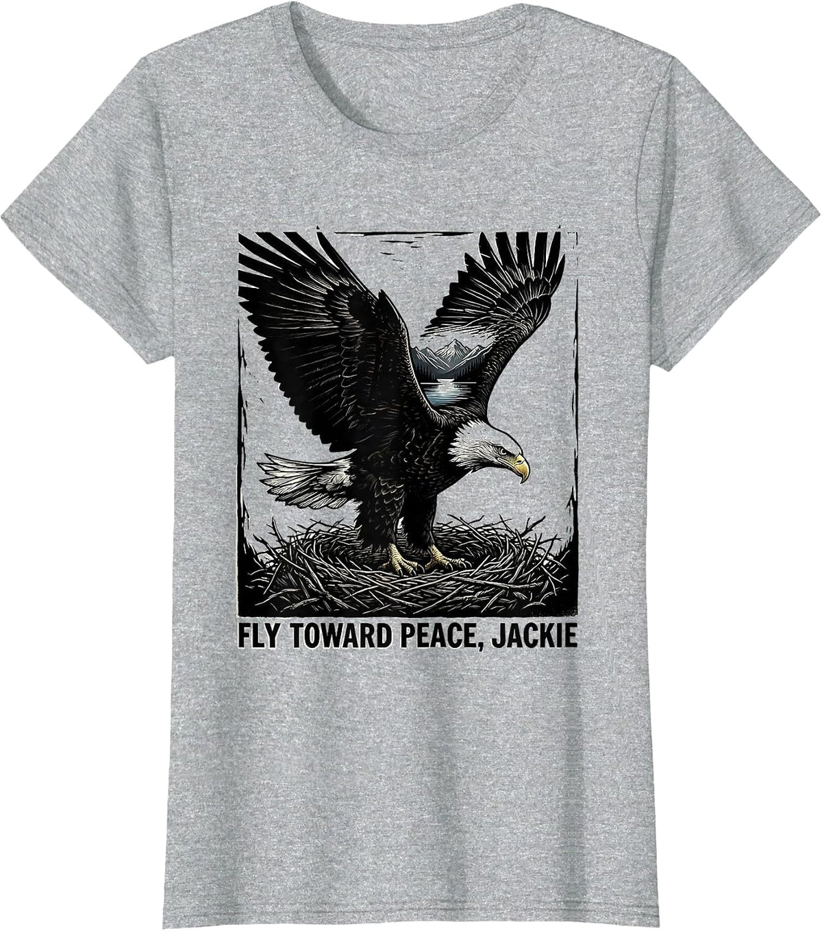 Fly Toward Peace Jackie Vintage Bald Eagle Memorial Tribute T-Shirt - Heather Grey