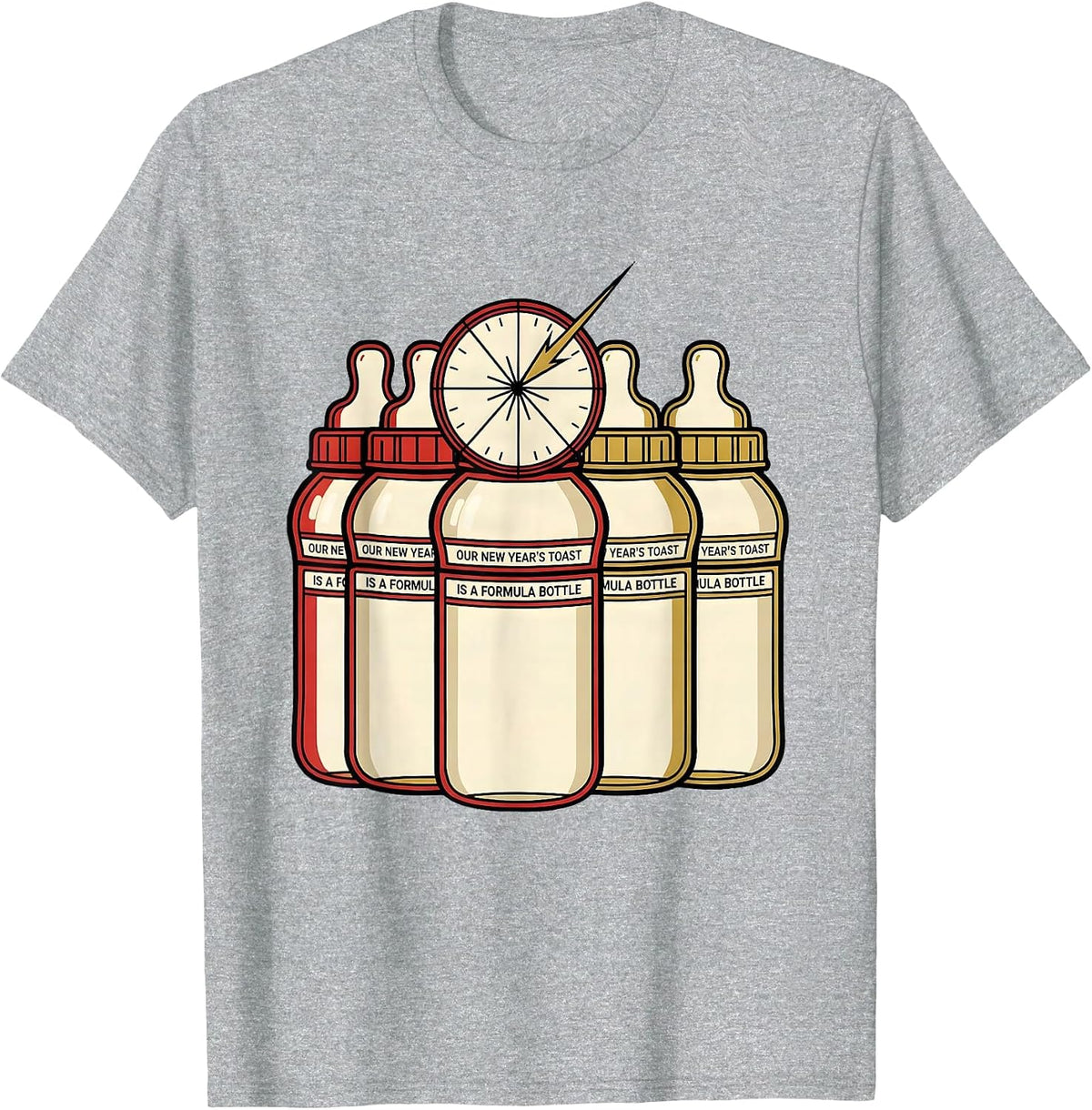 Men's Our New Year's Toast Is A Formula Bottle Nurse Crew T-Shirt - Heather Grey