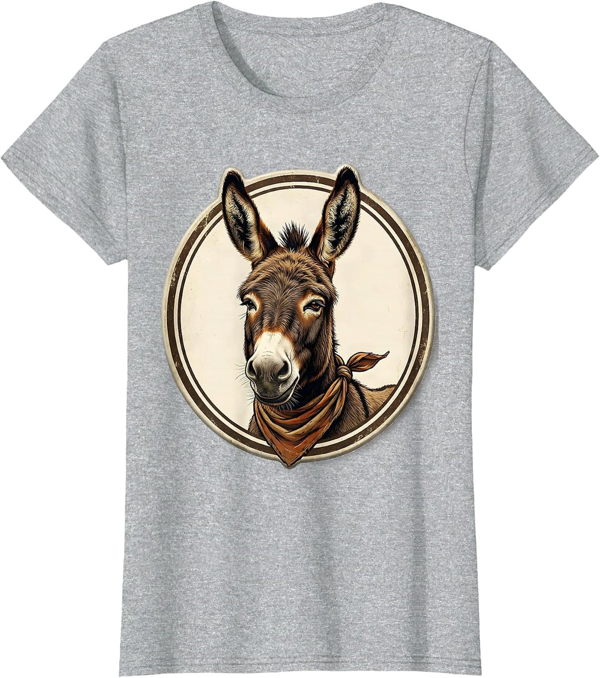 Women's Sealed Donkey Portrait Vintage Animal Lover Halloween Humor T-Shirt - Heather Grey