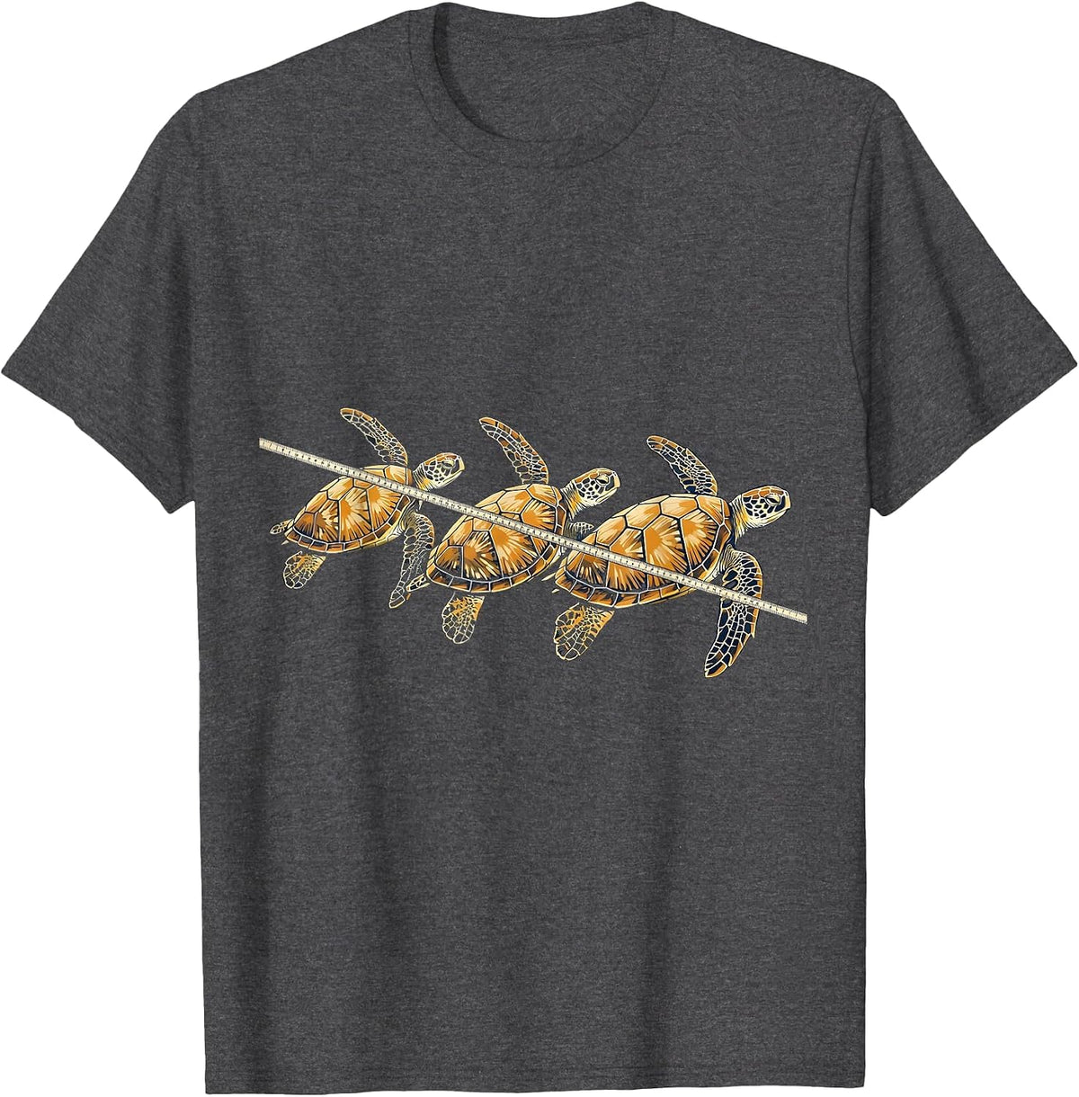 Sea Turtle Row Wood Type Letterpress Ocean Animal Lover T-Shirt - Dark Heather Grey