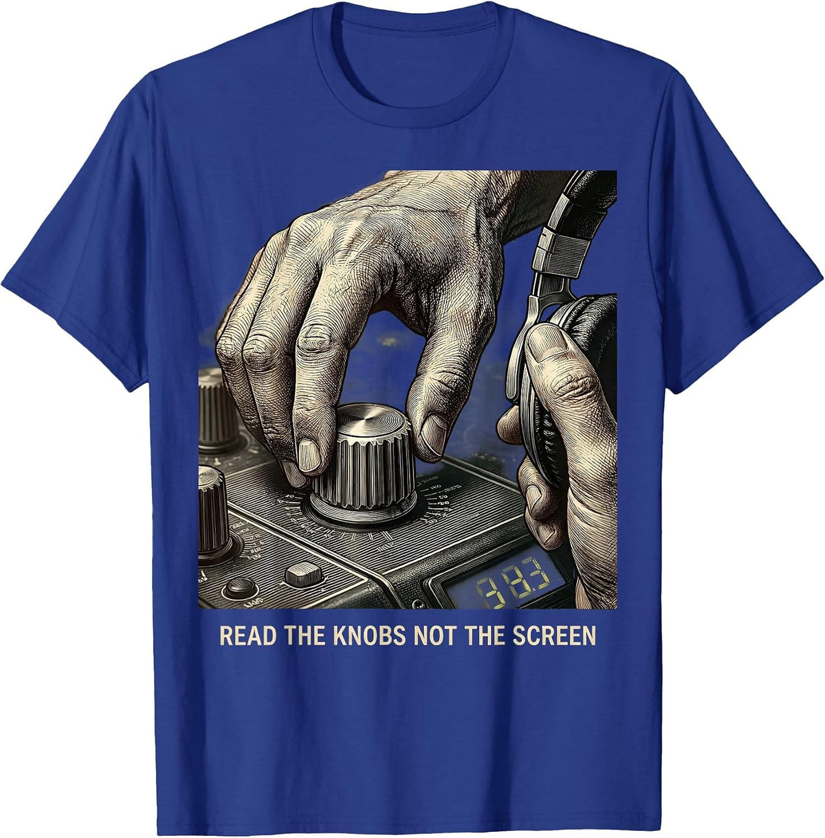 Men's Read The Knobs, Not The Screen Funny DJ Retro Music Lover T-Shirt - Royal Blue
