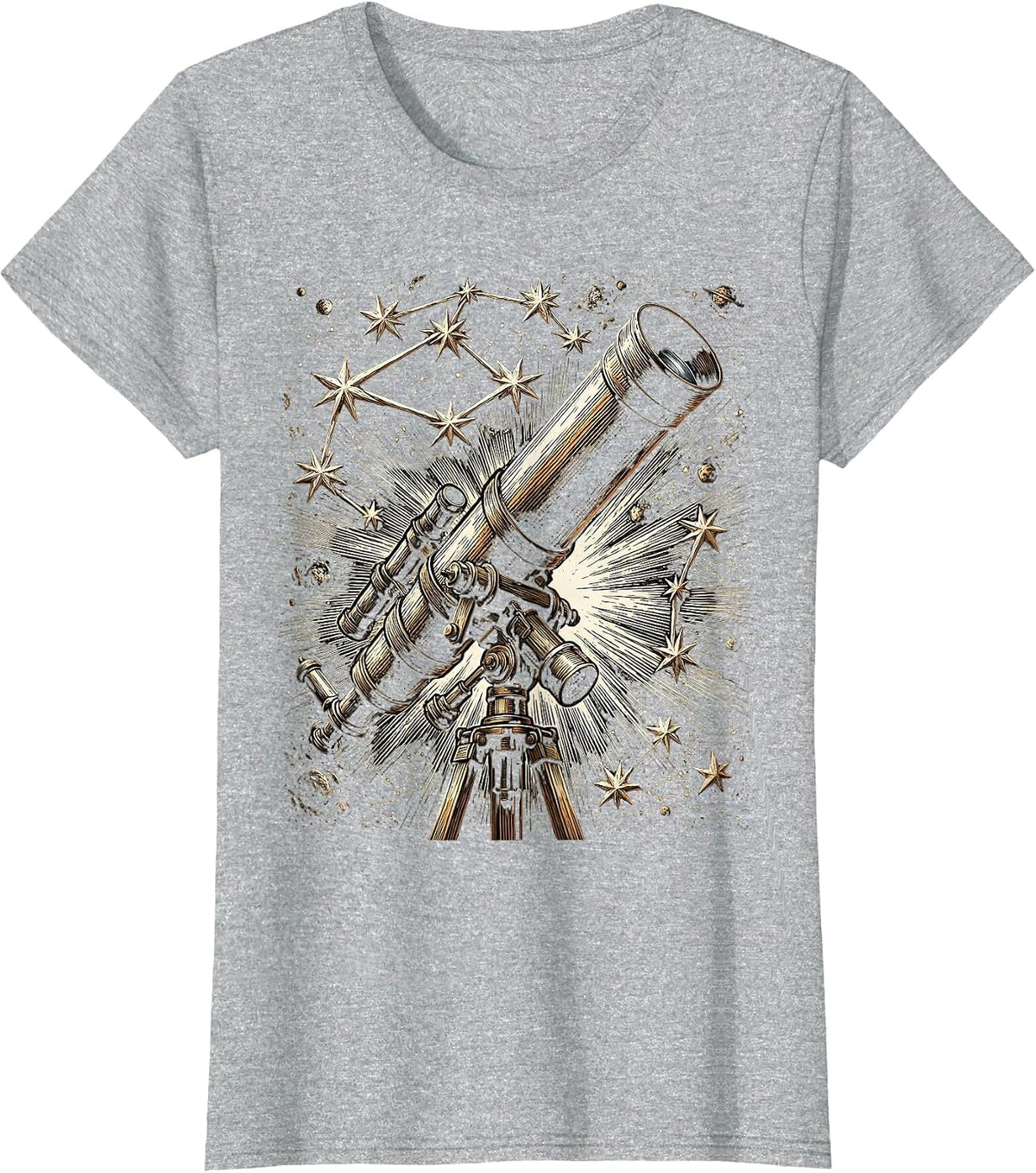 Telescope Star Constellation Astronomy Design T-Shirt - Heather Grey