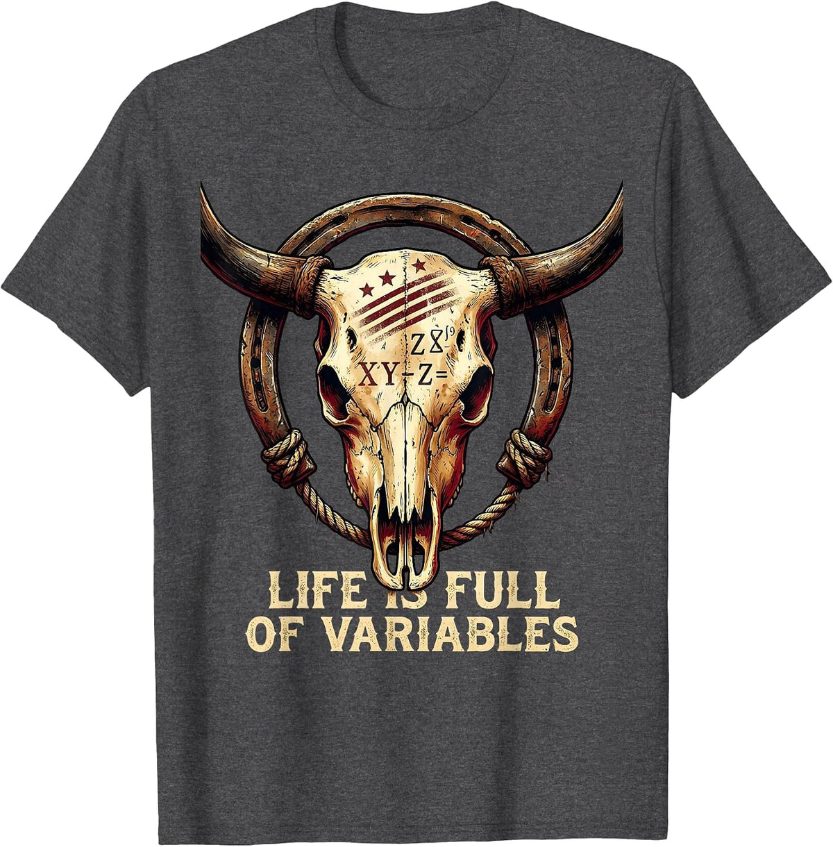 Life Is Full Of Variables Math Teacher Design T-Shirt - Dark Heather Grey