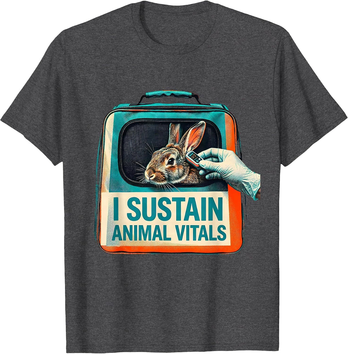 I Sustain Animal Vitals Funny Vet Tech Veterinary Medicine T-Shirt - Dark Heather Grey
