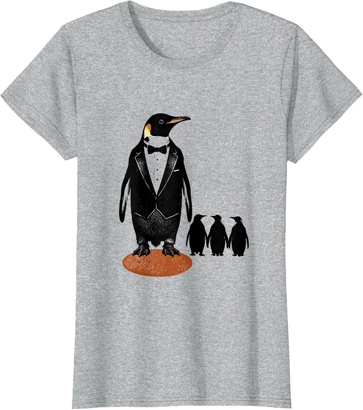 Broad Tuxedo Penguin Rubber Stamp Animal Lover Humor T-Shirt - Heather Grey